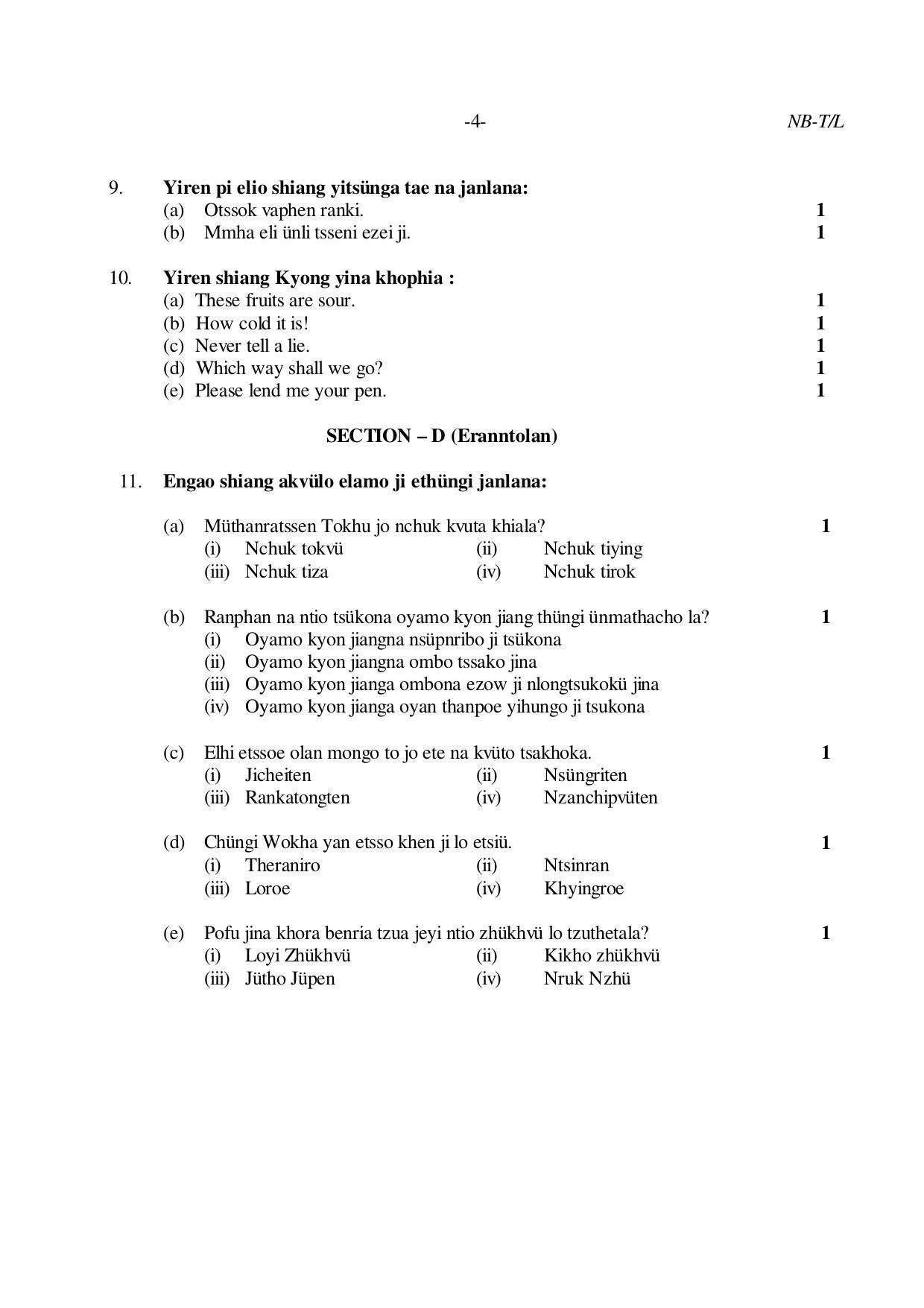 Nagaland Board Class 10 LOTHA 2019 Question Paper - Page 4