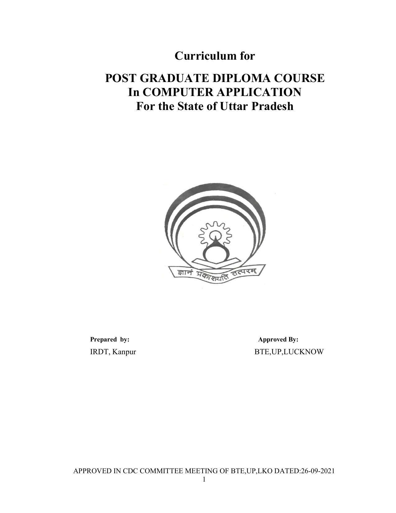 SYLLABUS FOR SEMESTER SYSTEM EFFECTIVE FROM (2021-2022) - Post Graduate Diploma in Computer Application - Page 1