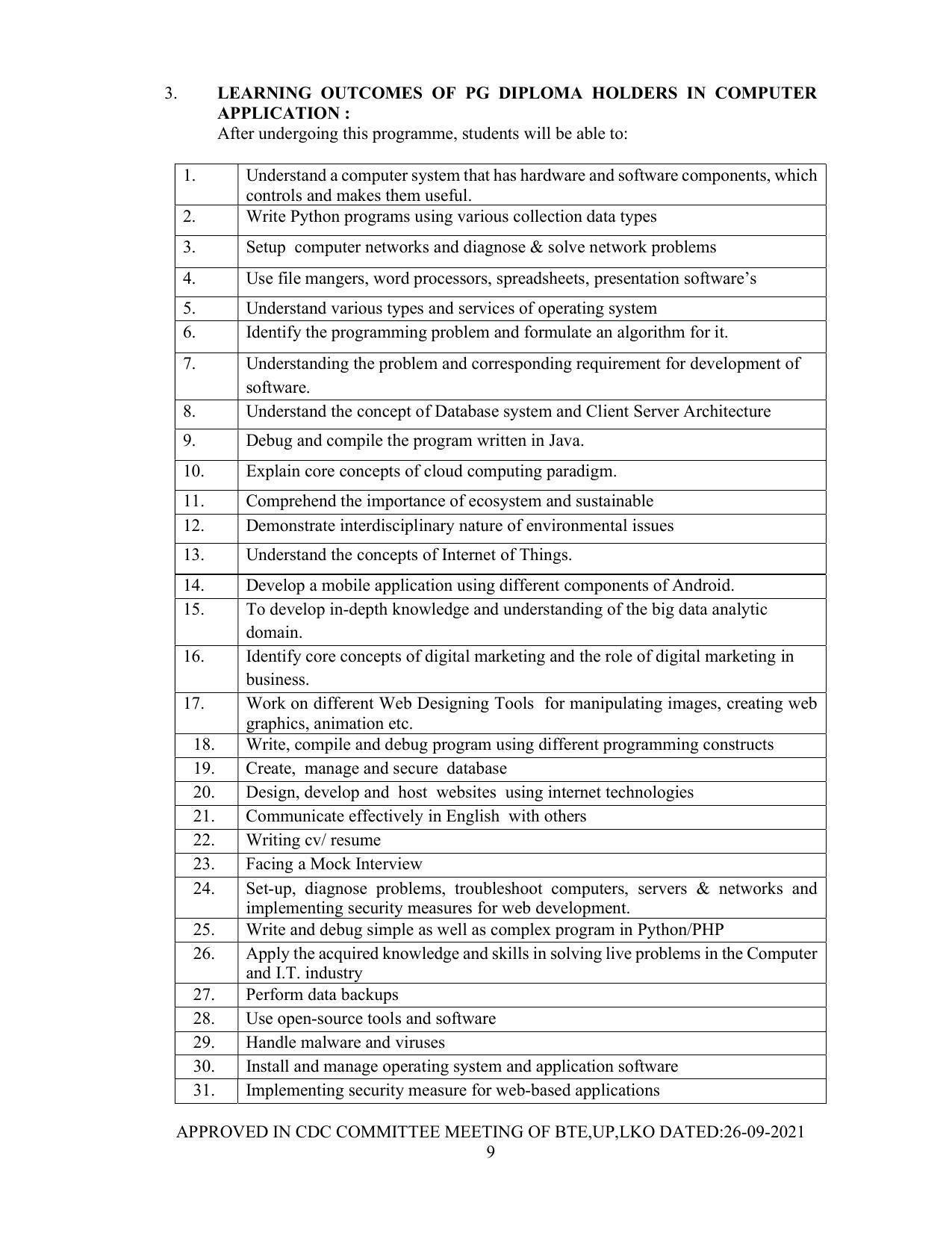 SYLLABUS FOR SEMESTER SYSTEM EFFECTIVE FROM (2021-2022) - Post Graduate Diploma in Computer Application - Page 9