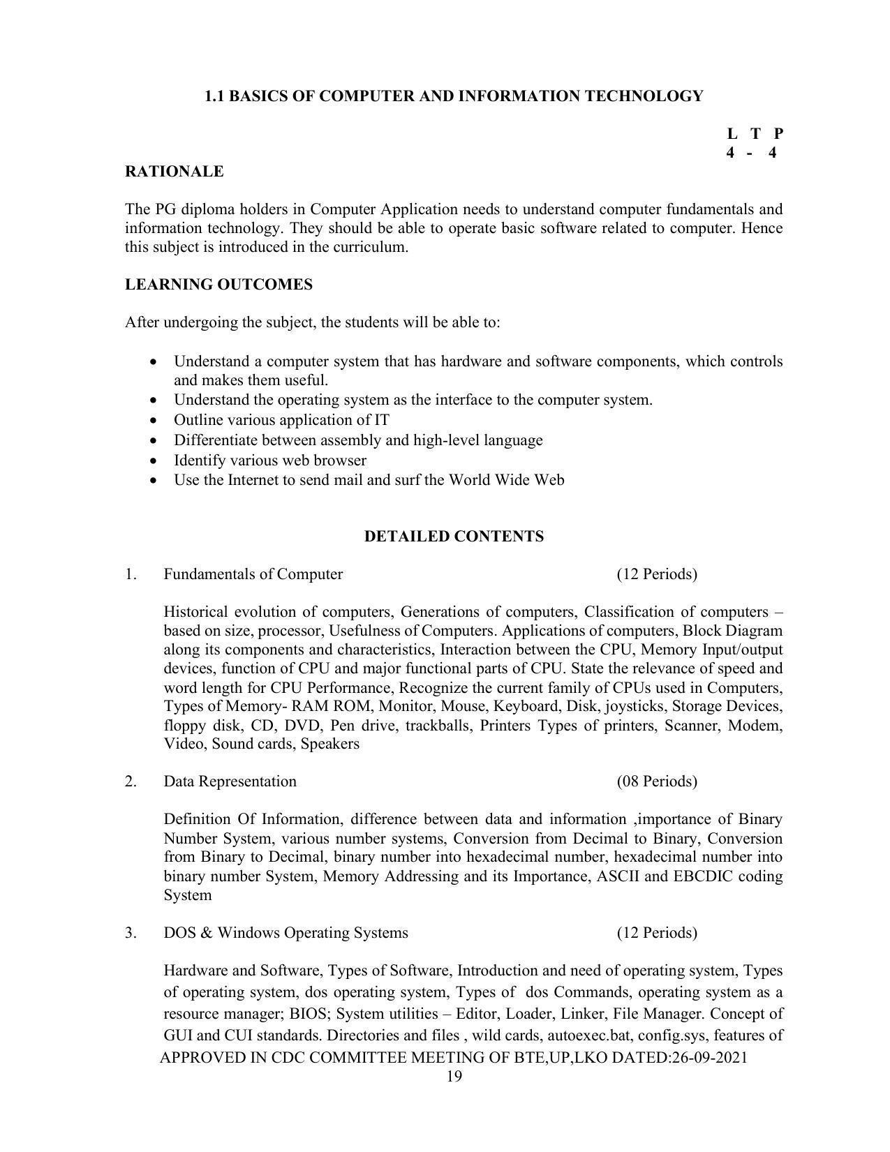 SYLLABUS FOR SEMESTER SYSTEM EFFECTIVE FROM (2021-2022) - Post Graduate Diploma in Computer Application - Page 19