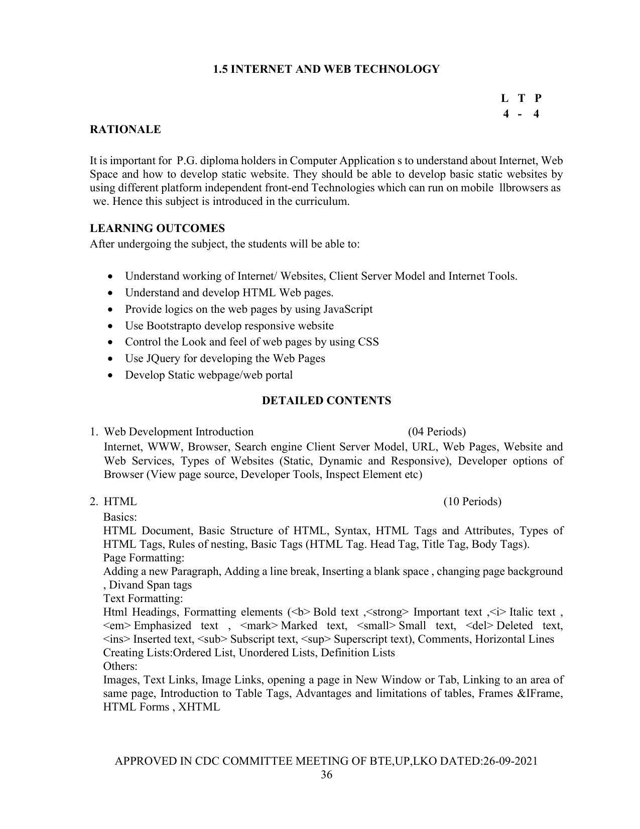 SYLLABUS FOR SEMESTER SYSTEM EFFECTIVE FROM (2021-2022) - Post Graduate Diploma in Computer Application - Page 36