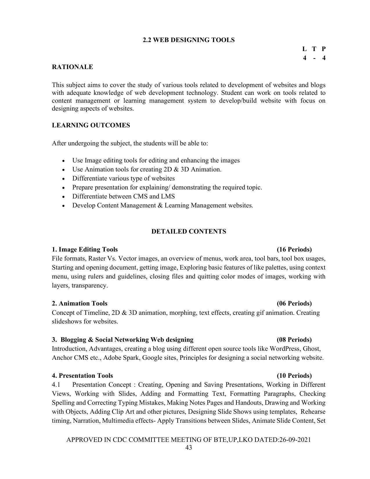 SYLLABUS FOR SEMESTER SYSTEM EFFECTIVE FROM (2021-2022) - Post Graduate Diploma in Computer Application - Page 43