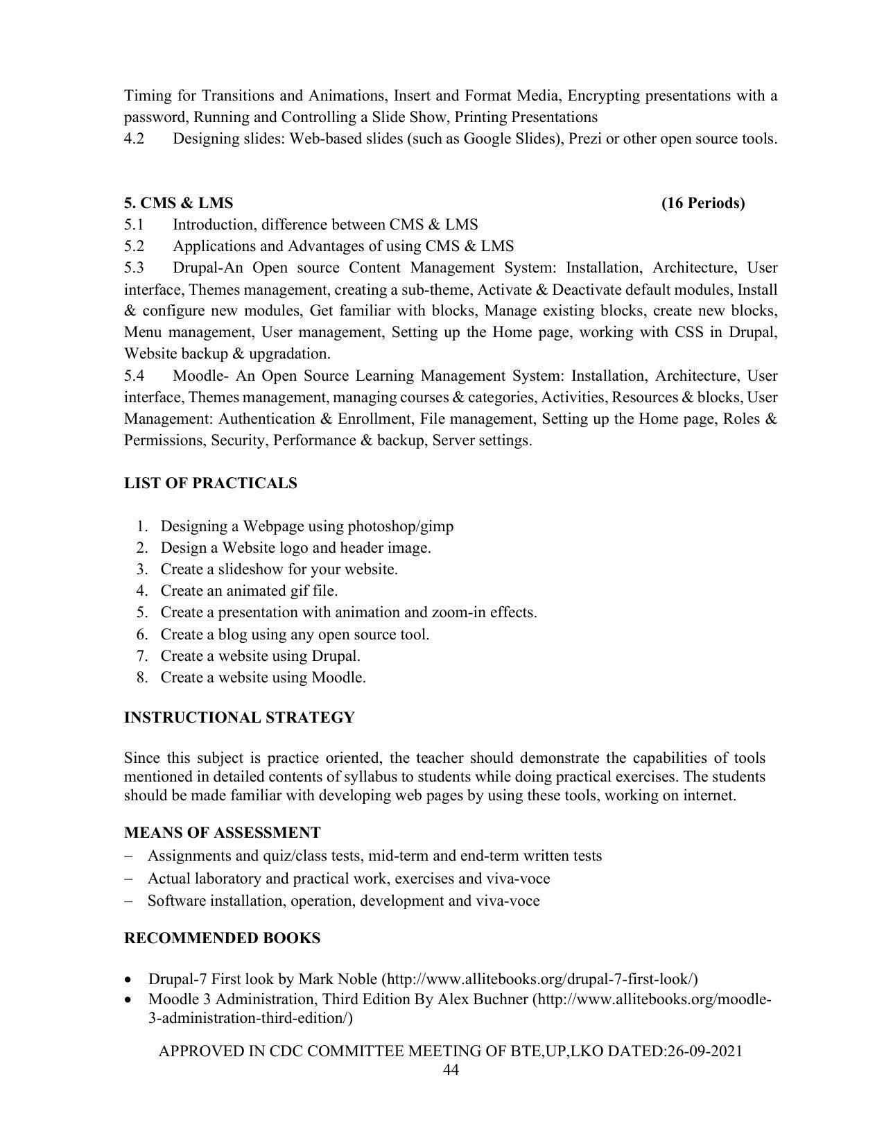 SYLLABUS FOR SEMESTER SYSTEM EFFECTIVE FROM (2021-2022) - Post Graduate Diploma in Computer Application - Page 44
