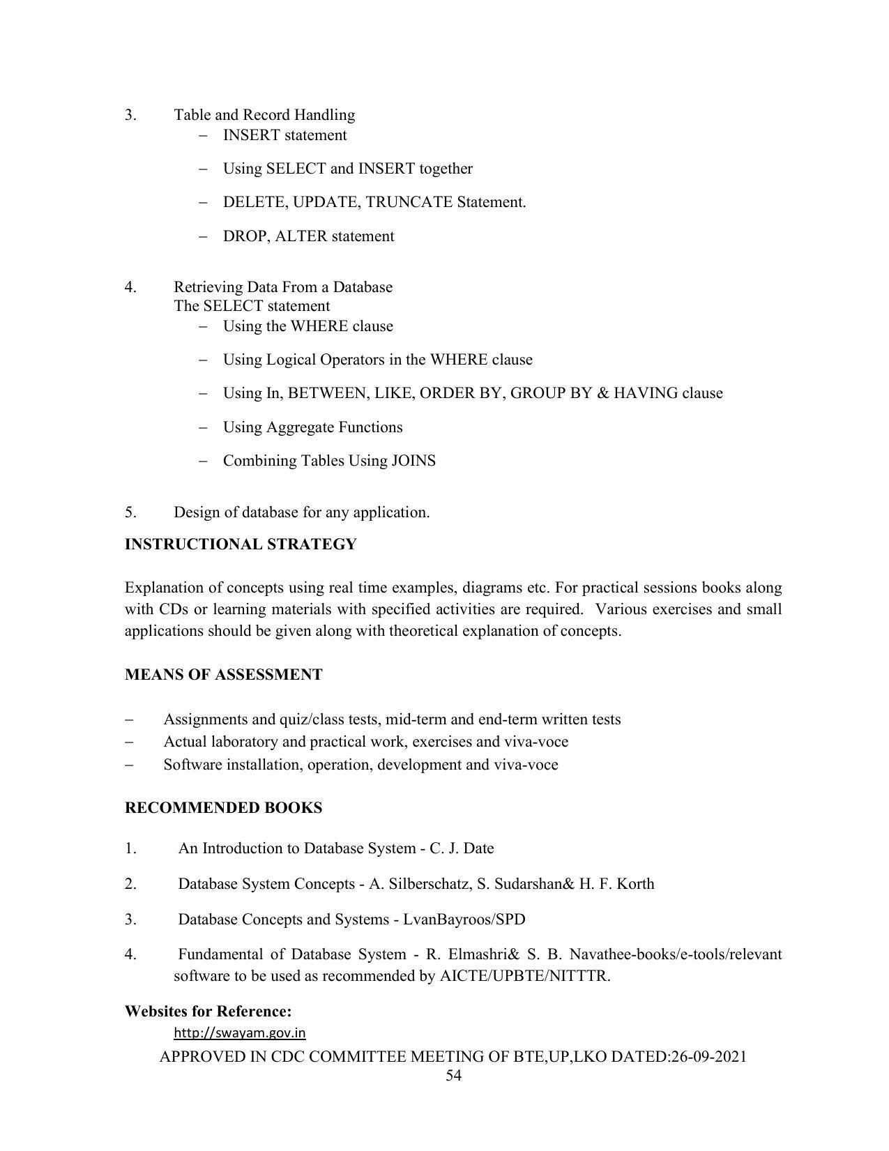 SYLLABUS FOR SEMESTER SYSTEM EFFECTIVE FROM (2021-2022) - Post Graduate Diploma in Computer Application - Page 54