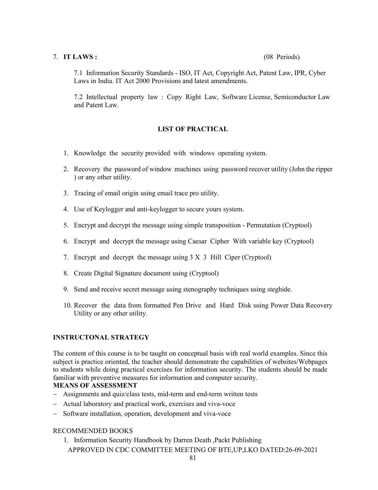 SYLLABUS FOR SEMESTER SYSTEM EFFECTIVE FROM (2021-2022) - Post Graduate Diploma in Computer Application - Page 81