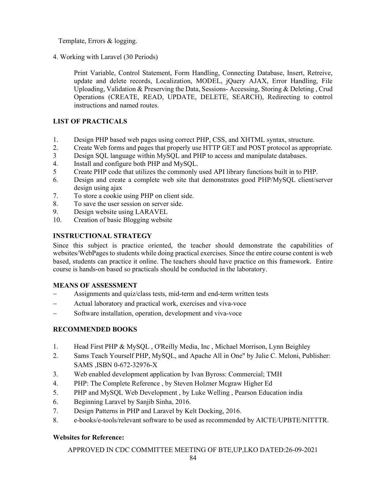 SYLLABUS FOR SEMESTER SYSTEM EFFECTIVE FROM (2021-2022) - Post Graduate Diploma in Computer Application - Page 84