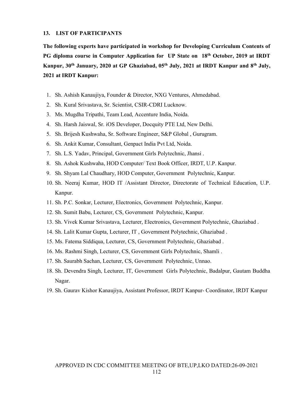 SYLLABUS FOR SEMESTER SYSTEM EFFECTIVE FROM (2021-2022) - Post Graduate Diploma in Computer Application - Page 112