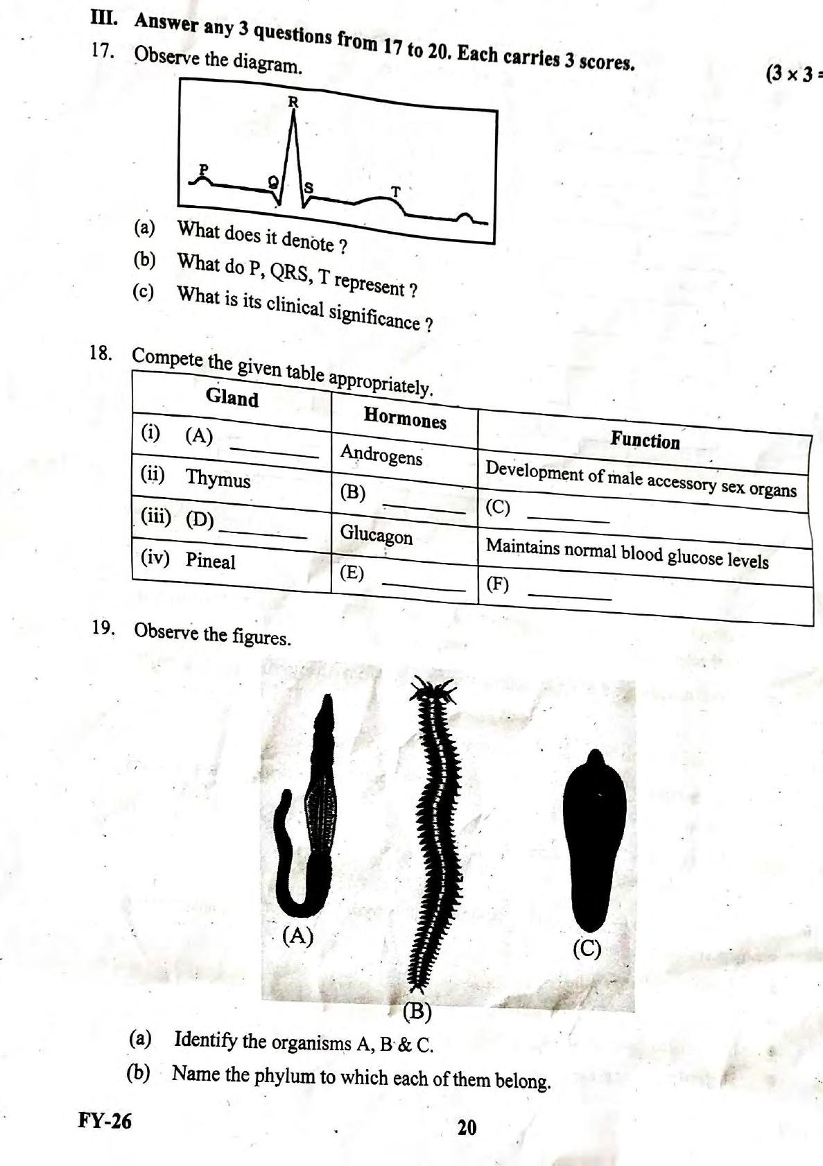 Kerala Plus One 2020 Zoology Question Papers (Annual) - Page 4
