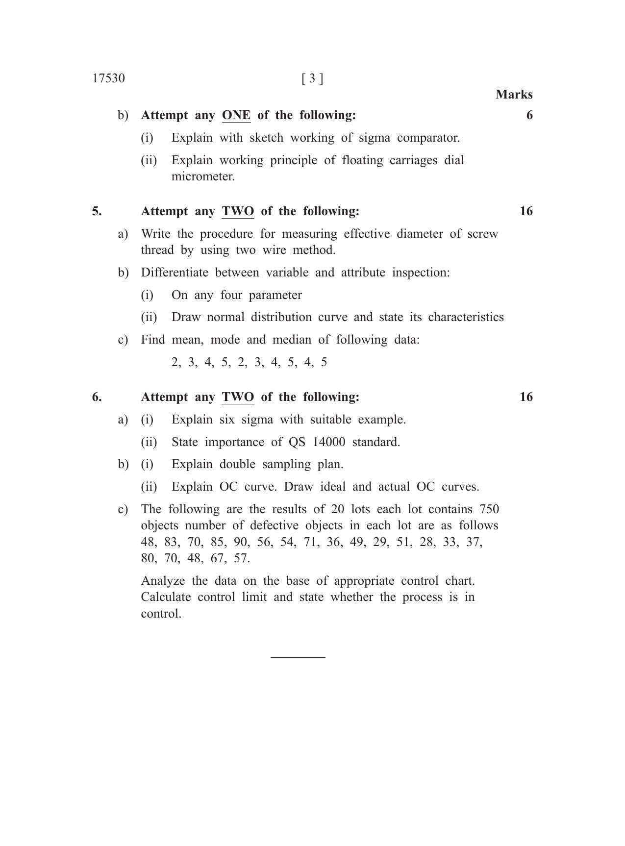 MSBTE Summer Question Paper 2019 - Metrology and Quality Control - Page 3