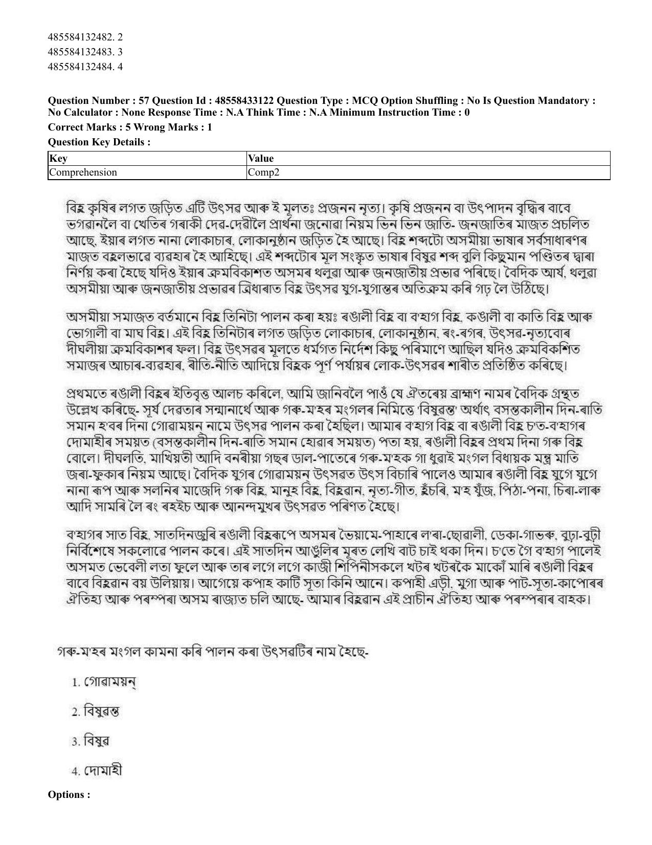 CUET 2023 English Assamese Shift 1 Question Papers - 18 June 2023 - Page 41
