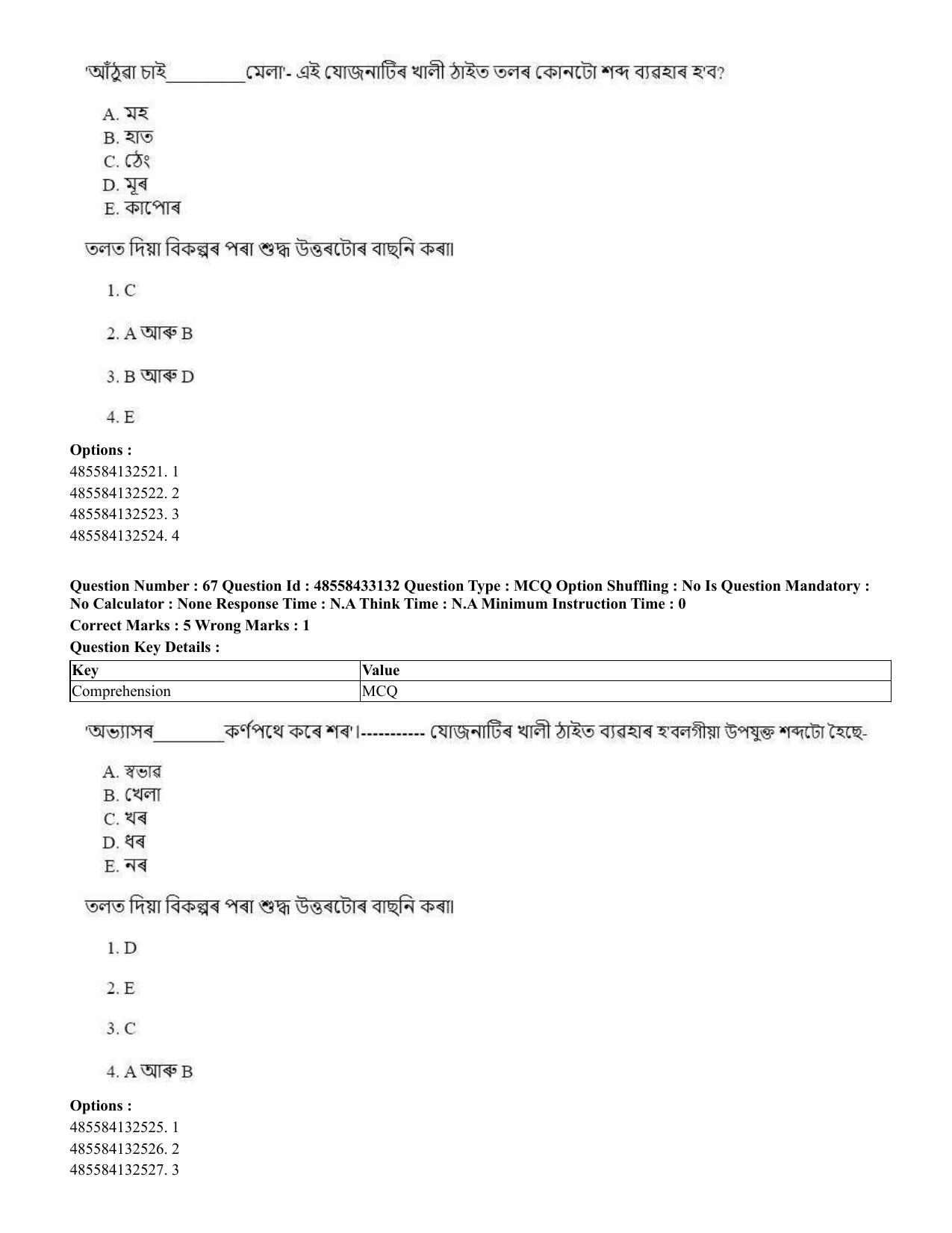 CUET 2023 English Assamese Shift 1 Question Papers - 18 June 2023 - Page 51