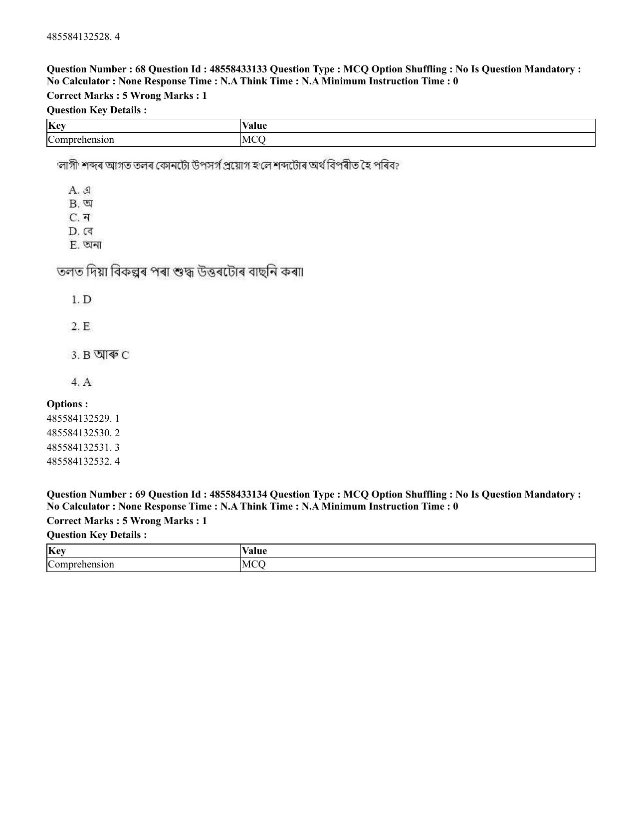 CUET 2023 English Assamese Shift 1 Question Papers - 18 June 2023 - Page 52