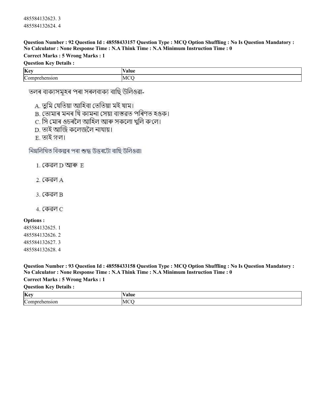 CUET 2023 English Assamese Shift 1 Question Papers - 18 June 2023 - Page 68