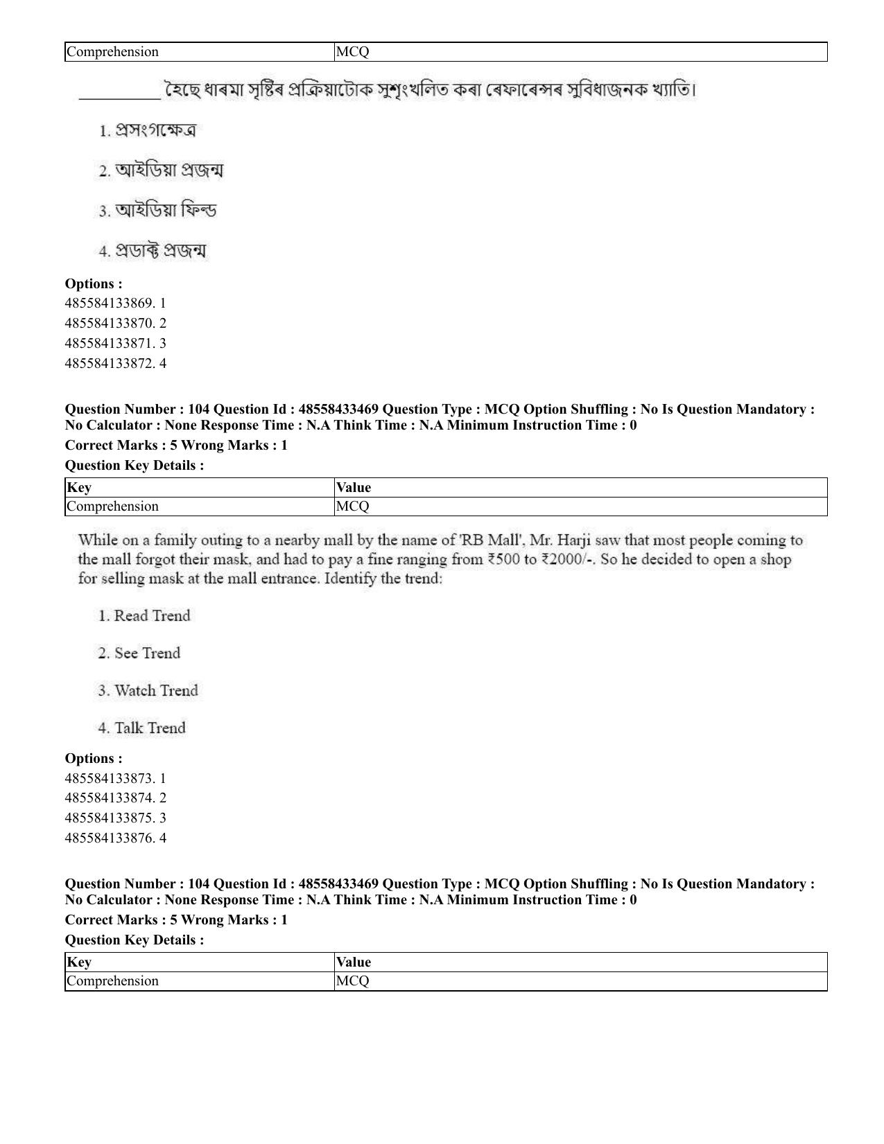 CUET 2023 English Assamese Shift 1 Question Papers - 18 June 2023 - Page 79