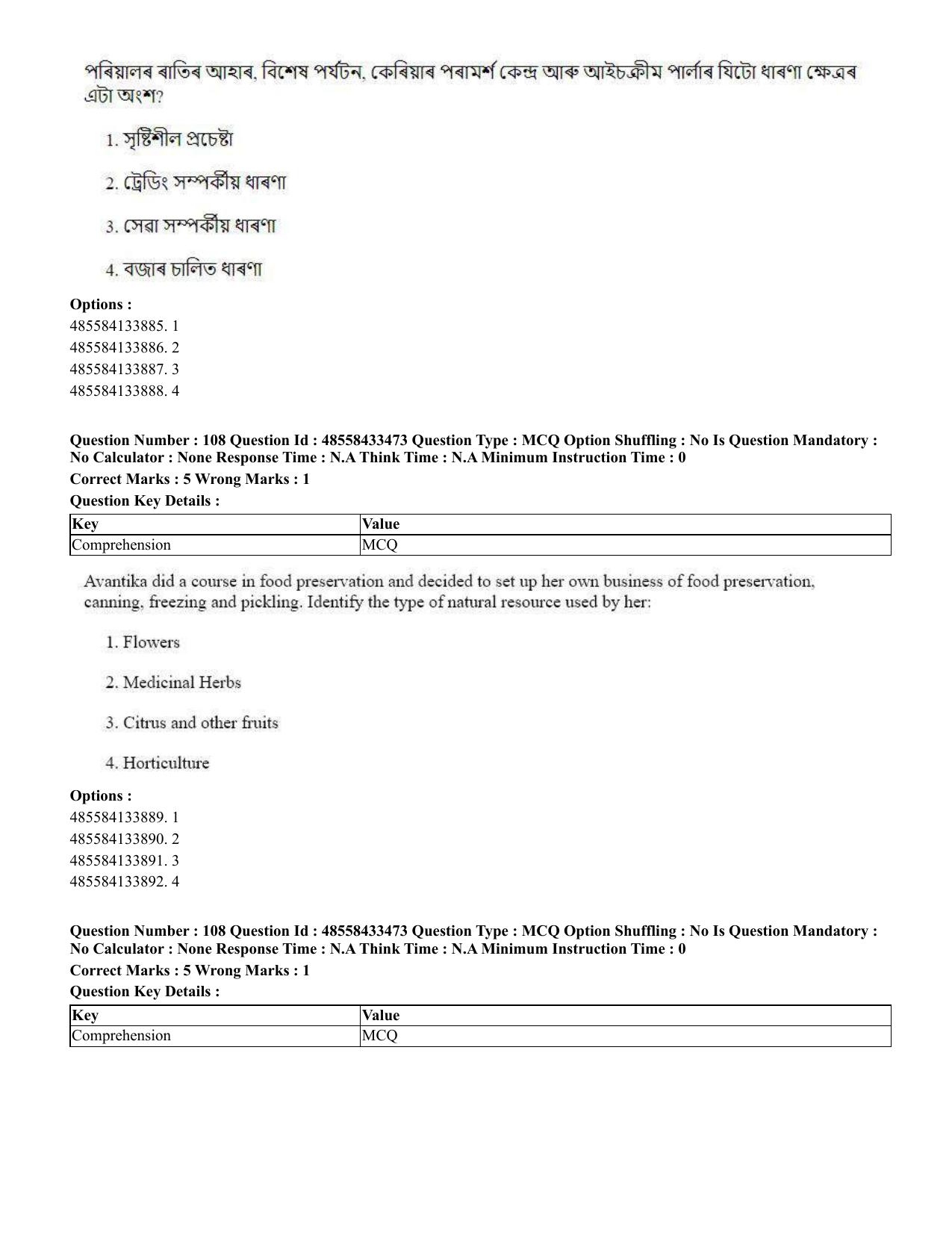 CUET 2023 English Assamese Shift 1 Question Papers - 18 June 2023 - Page 83