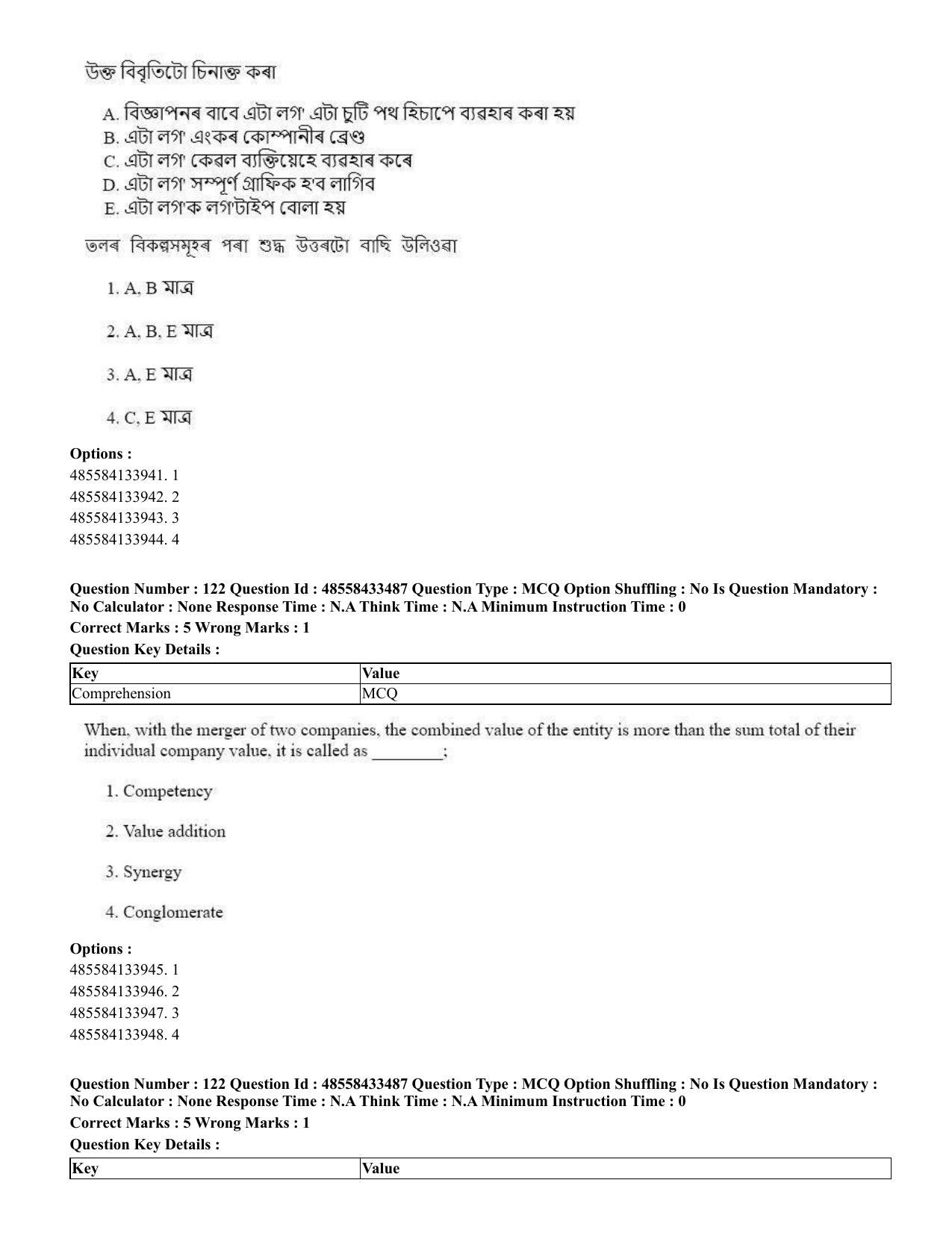 CUET 2023 English Assamese Shift 1 Question Papers - 18 June 2023 - Page 98