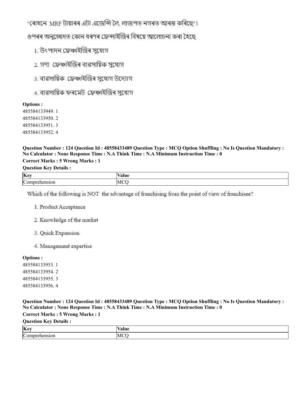 CUET 2023 English Assamese Shift 1 Question Papers - 18 June 2023 - Page 100