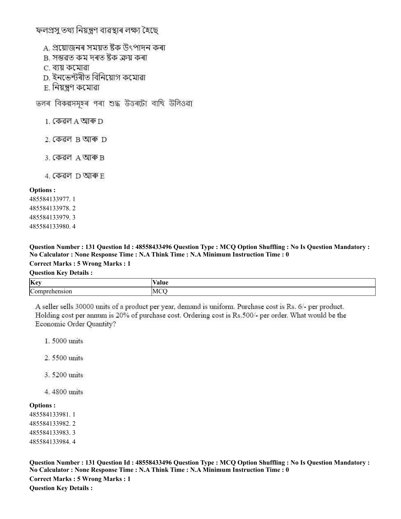 CUET 2023 English Assamese Shift 1 Question Papers - 18 June 2023 - Page 107