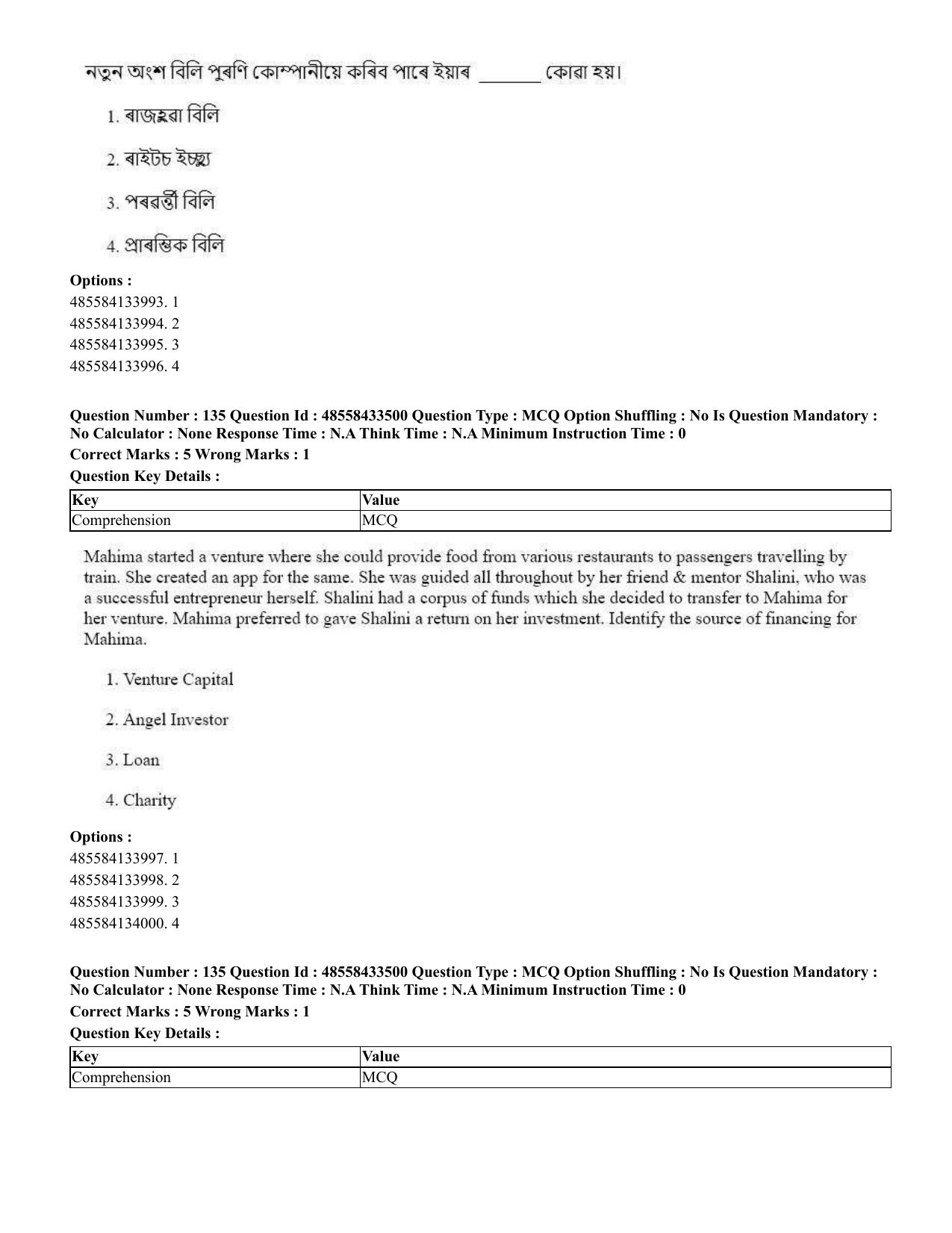 CUET 2023 English Assamese Shift 1 Question Papers - 18 June 2023 - Page 111