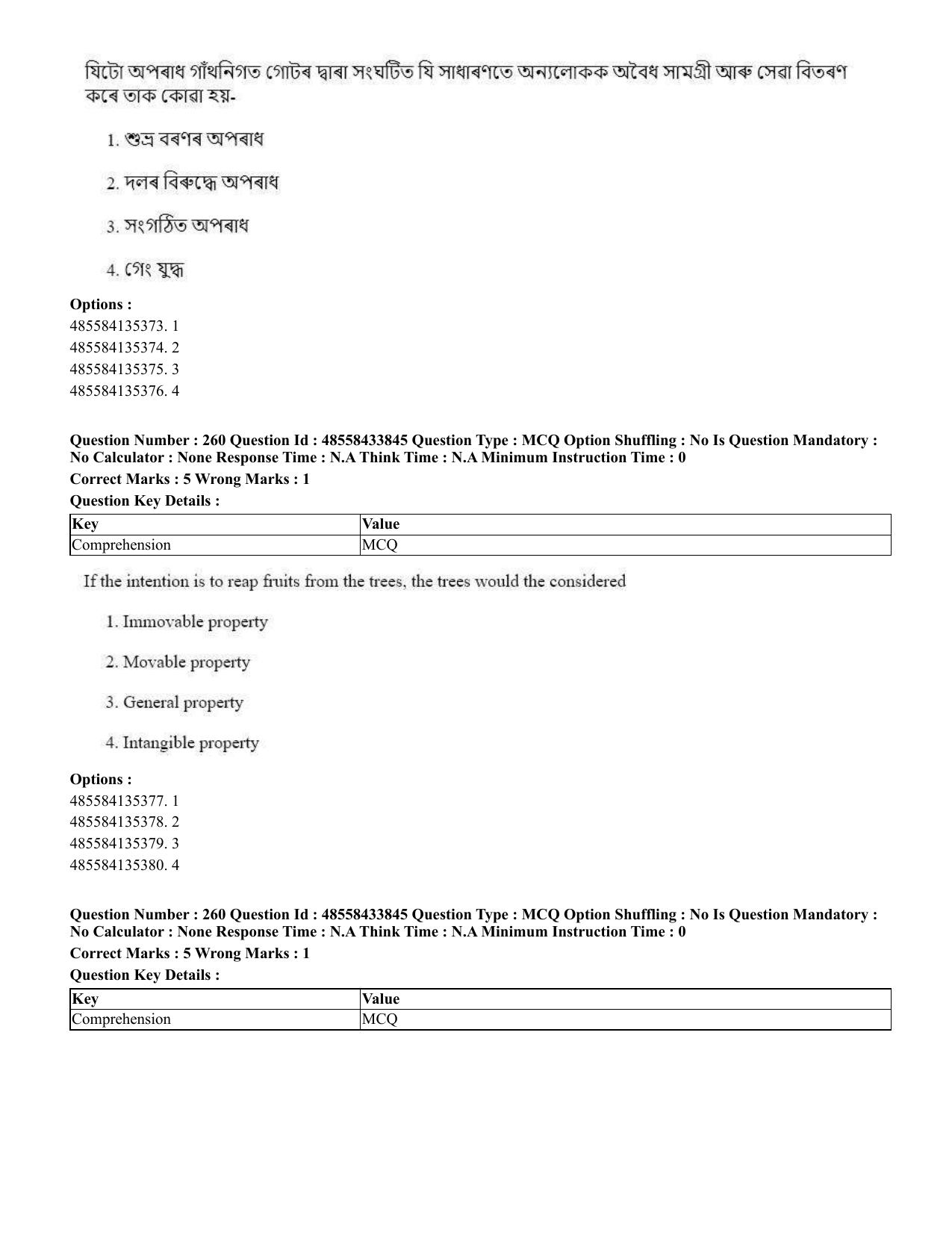 CUET 2023 English Assamese Shift 1 Question Papers - 18 June 2023 - Page 206