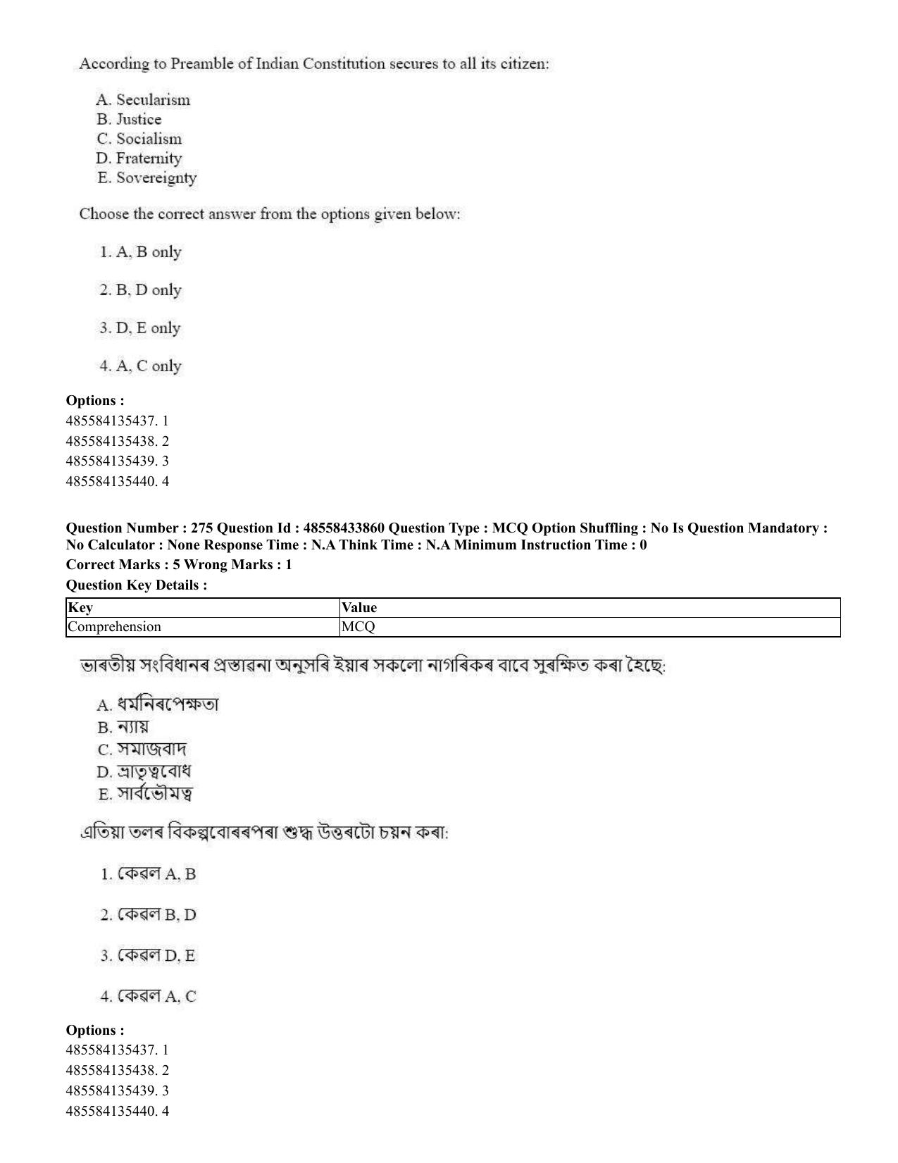 CUET 2023 English Assamese Shift 1 Question Papers - 18 June 2023 - Page 222