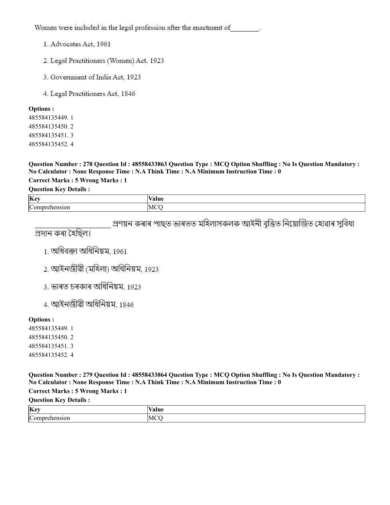 CUET 2023 English Assamese Shift 1 Question Papers - 18 June 2023 - Page 225