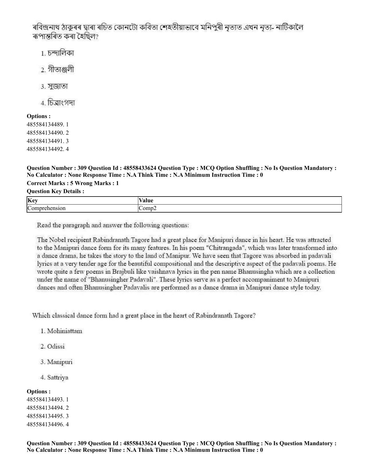 CUET 2023 English Assamese Shift 1 Question Papers - 18 June 2023 - Page 264