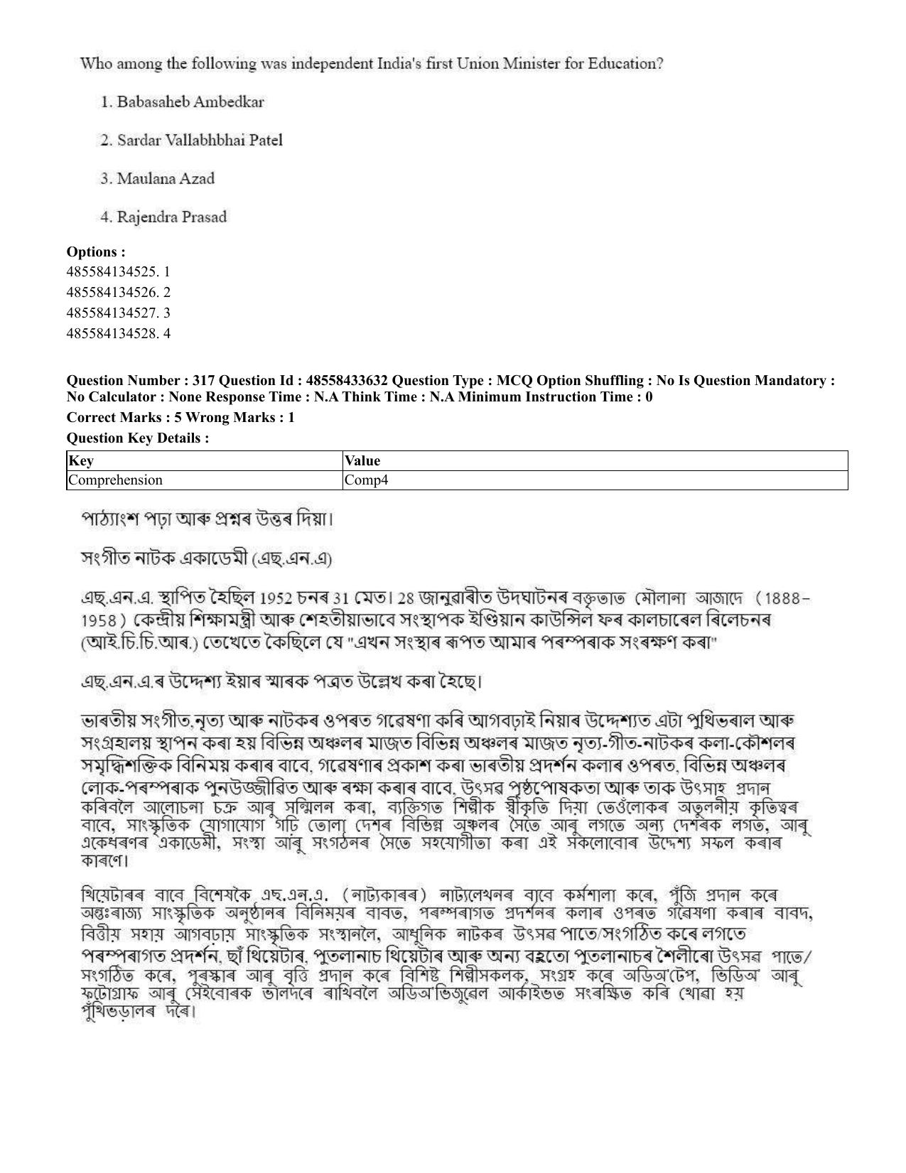 CUET 2023 English Assamese Shift 1 Question Papers - 18 June 2023 - Page 277