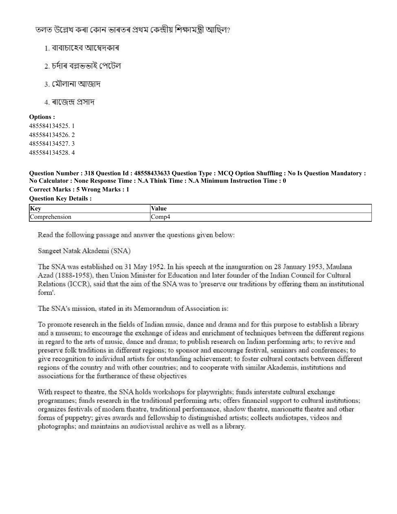 CUET 2023 English Assamese Shift 1 Question Papers - 18 June 2023 - Page 278