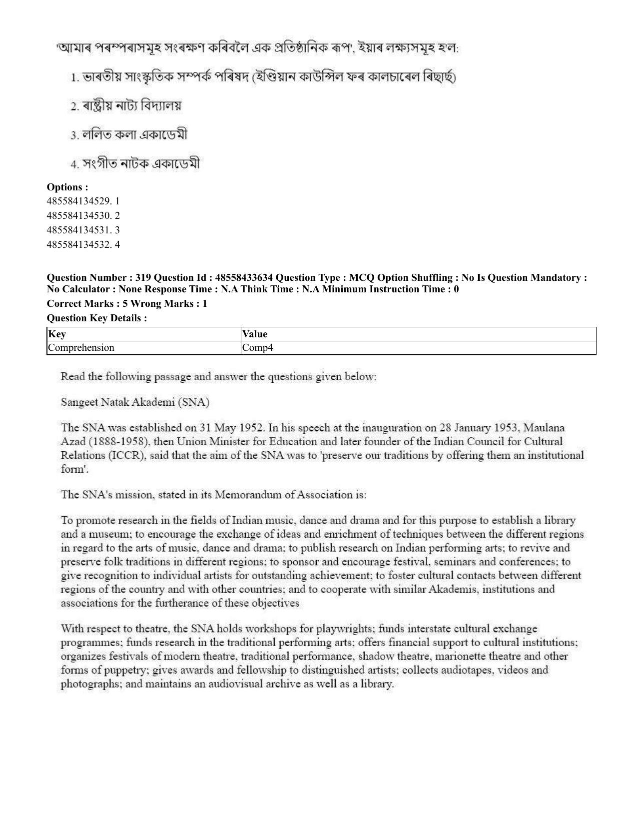 CUET 2023 English Assamese Shift 1 Question Papers - 18 June 2023 - Page 280