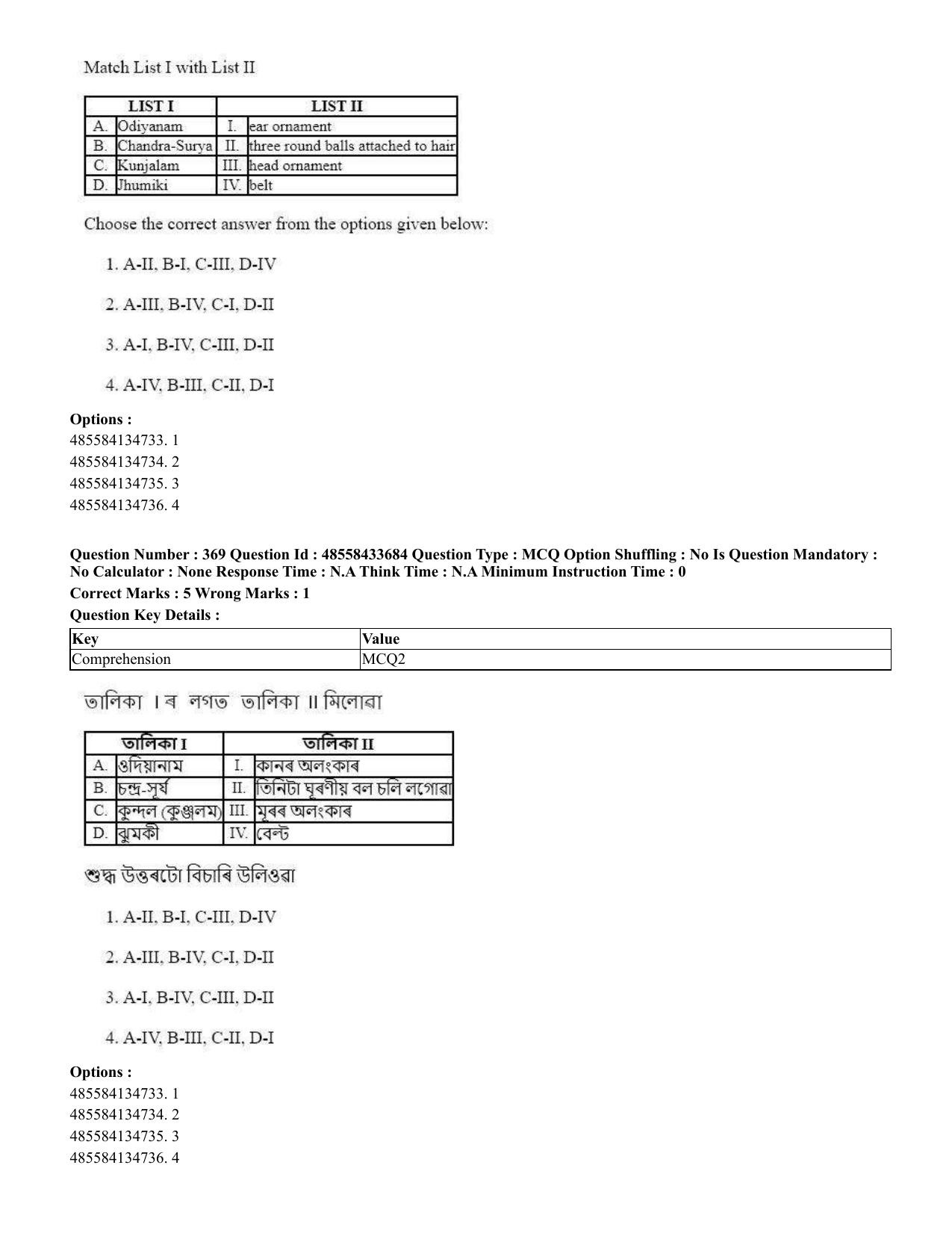 CUET 2023 English Assamese Shift 1 Question Papers - 18 June 2023 - Page 338