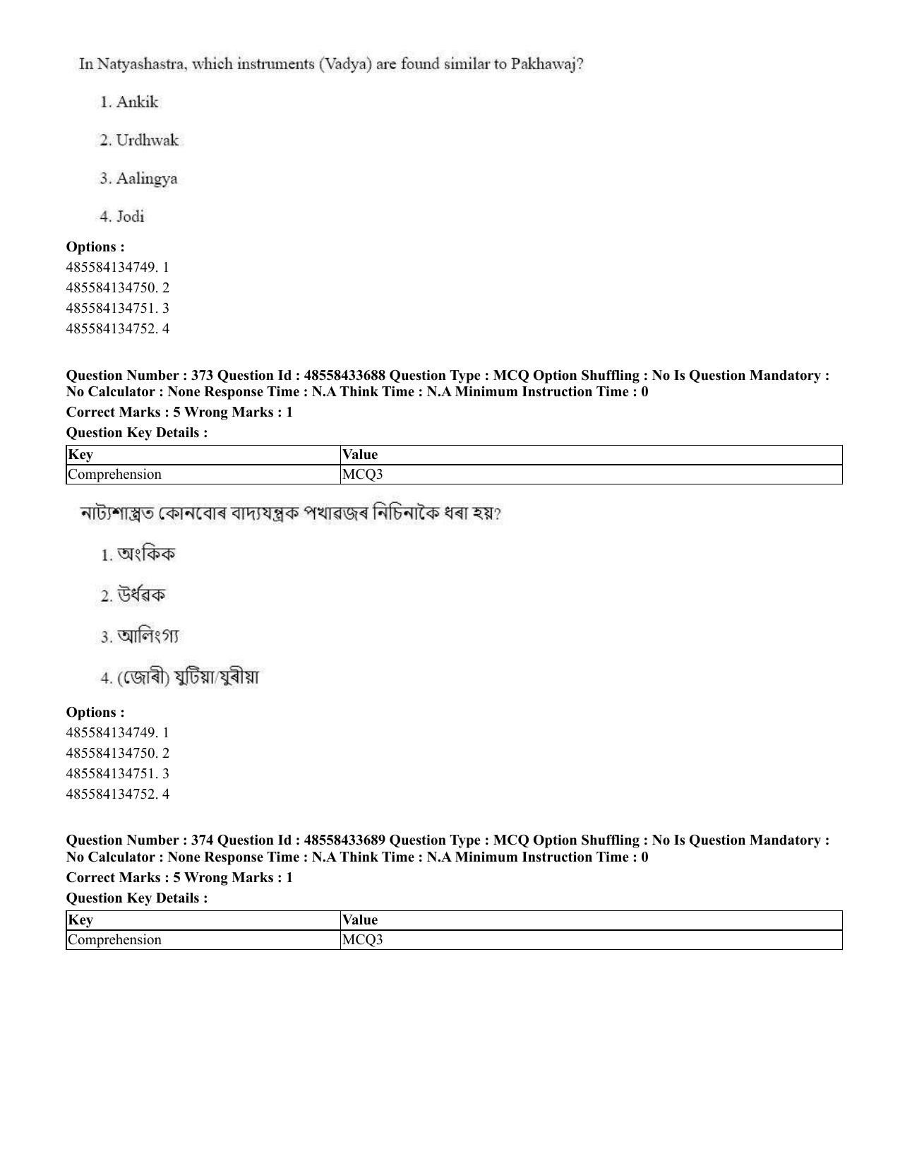 CUET 2023 English Assamese Shift 1 Question Papers - 18 June 2023 - Page 343