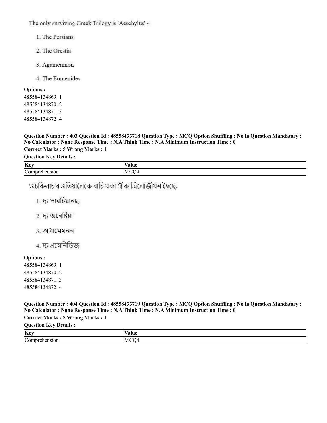 CUET 2023 English Assamese Shift 1 Question Papers - 18 June 2023 - Page 375