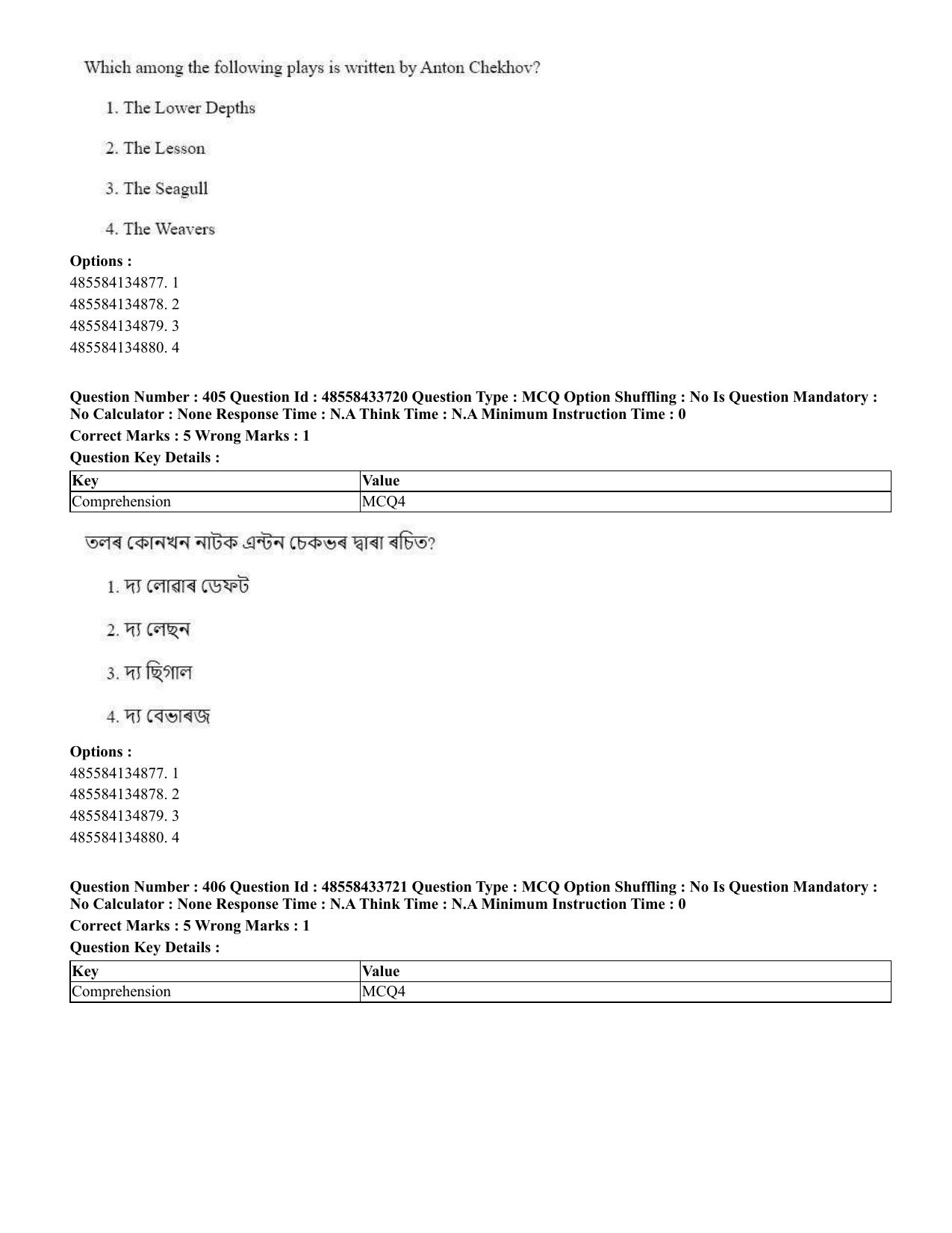 CUET 2023 English Assamese Shift 1 Question Papers - 18 June 2023 - Page 377