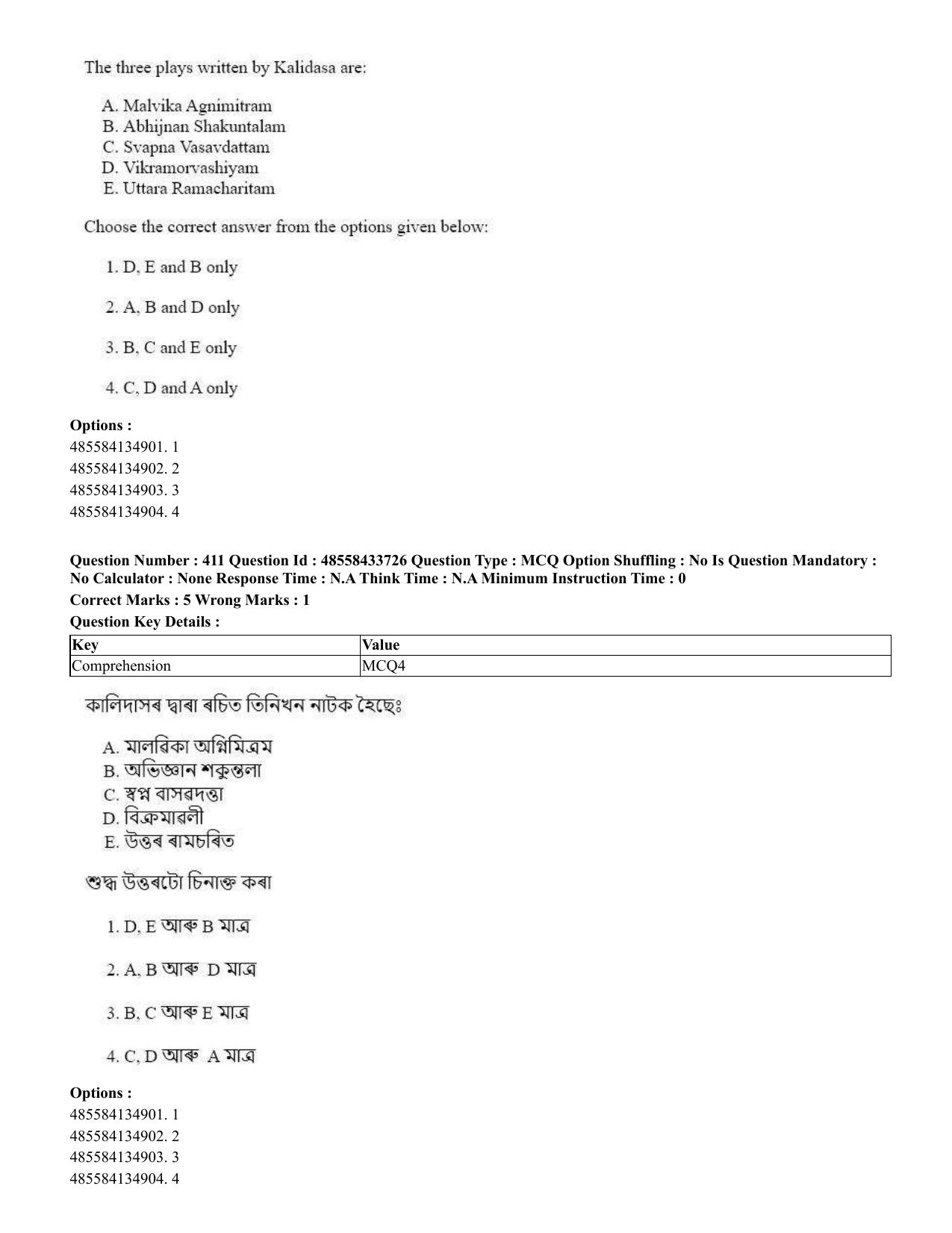 CUET 2023 English Assamese Shift 1 Question Papers - 18 June 2023 - Page 383