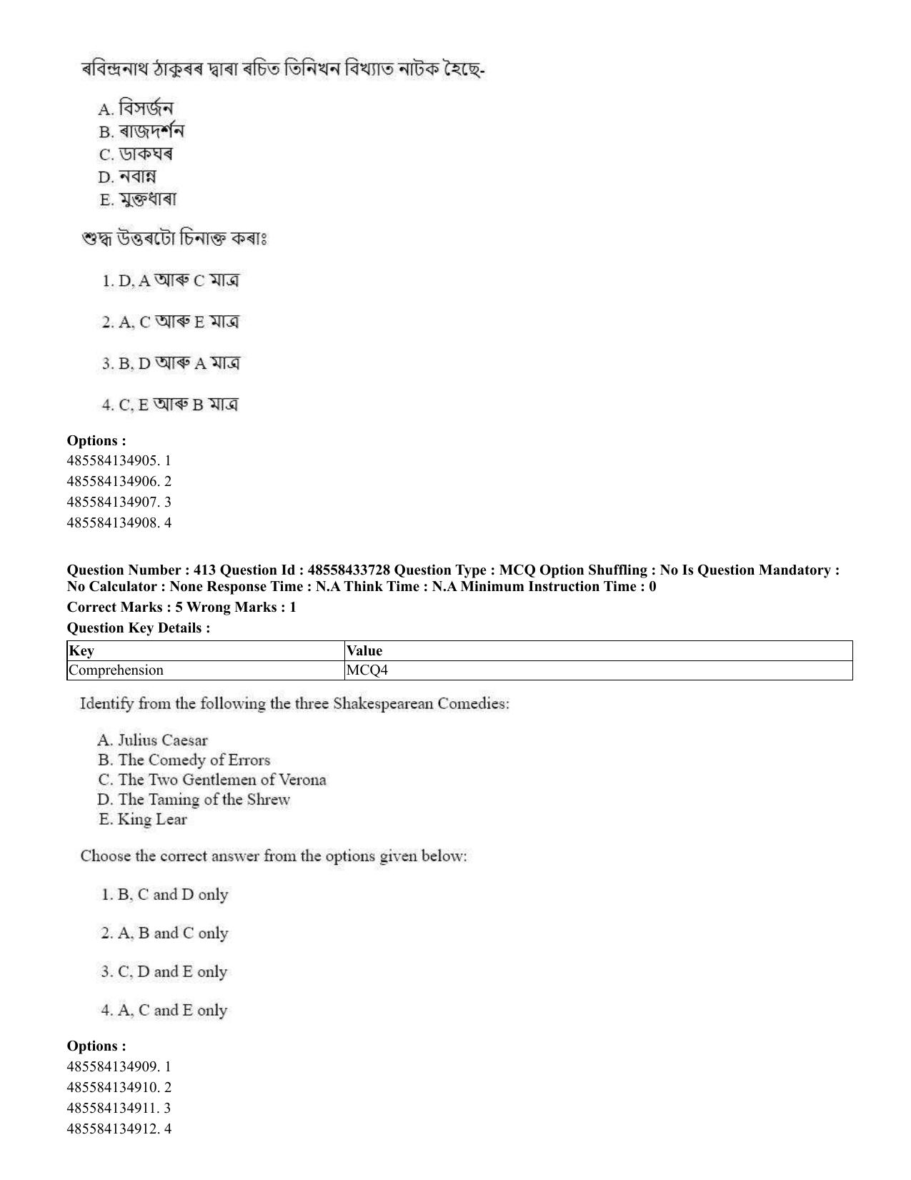CUET 2023 English Assamese Shift 1 Question Papers - 18 June 2023 - Page 385
