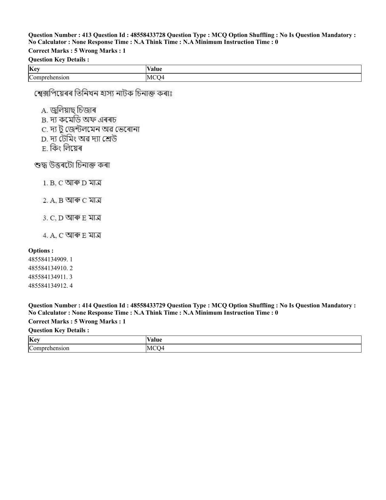 CUET 2023 English Assamese Shift 1 Question Papers - 18 June 2023 - Page 386