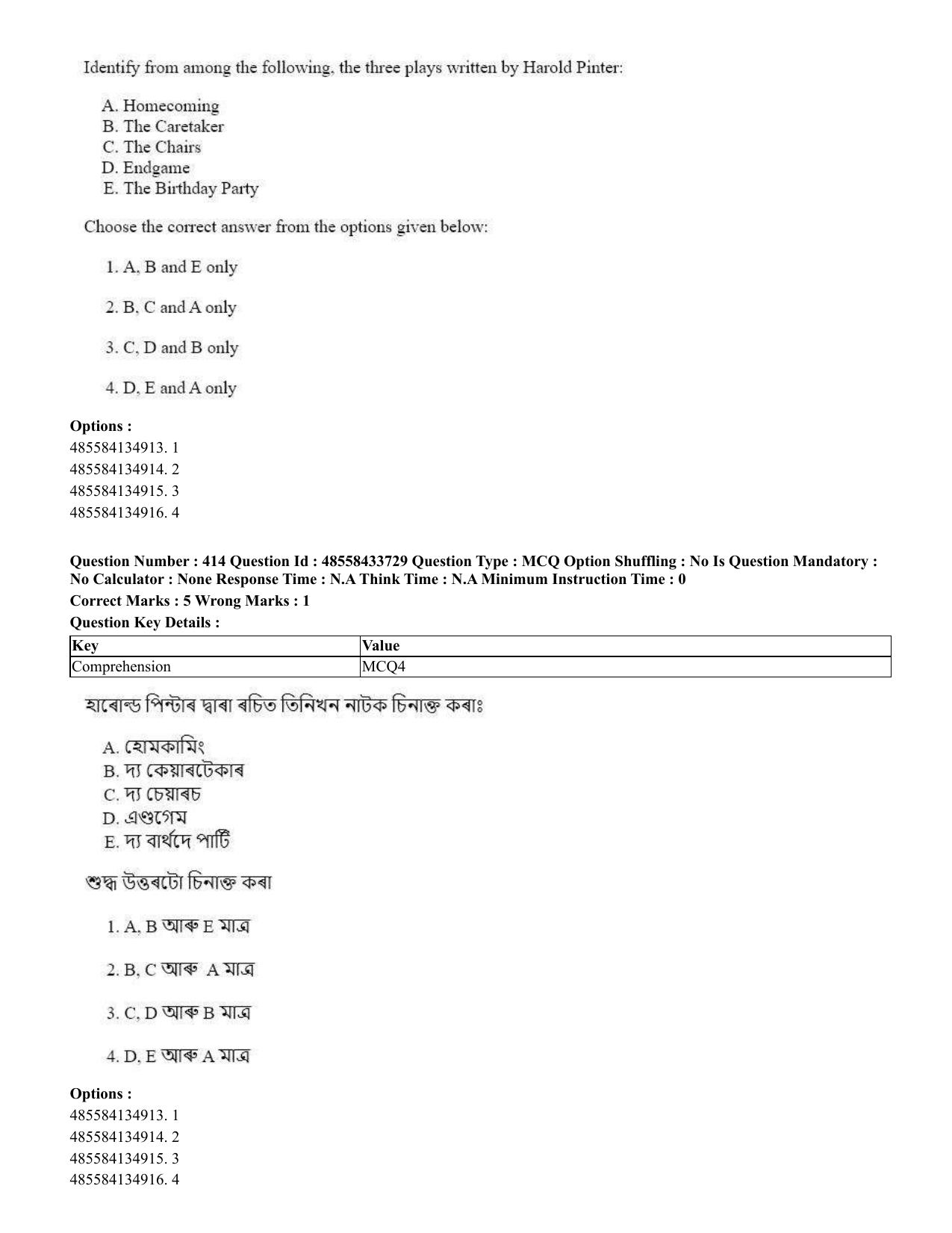 CUET 2023 English Assamese Shift 1 Question Papers - 18 June 2023 - Page 387