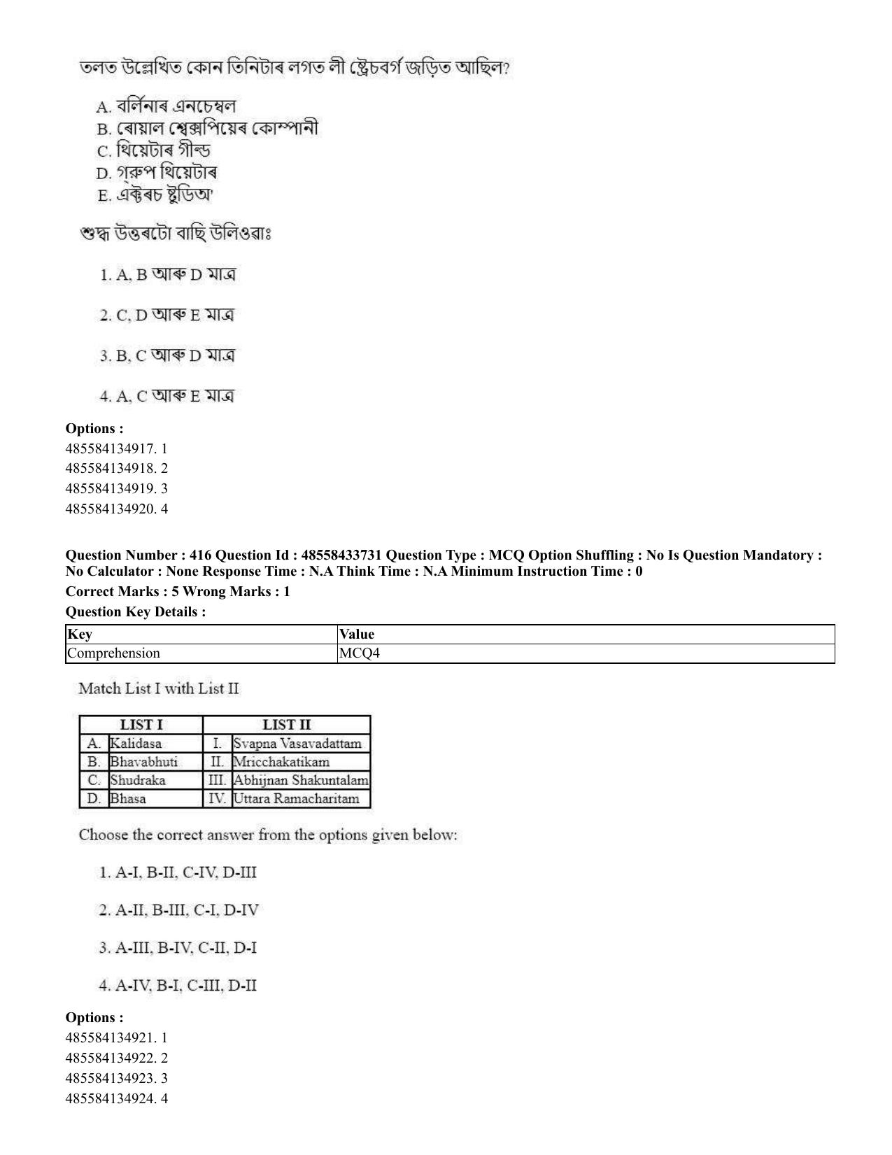 CUET 2023 English Assamese Shift 1 Question Papers - 18 June 2023 - Page 389
