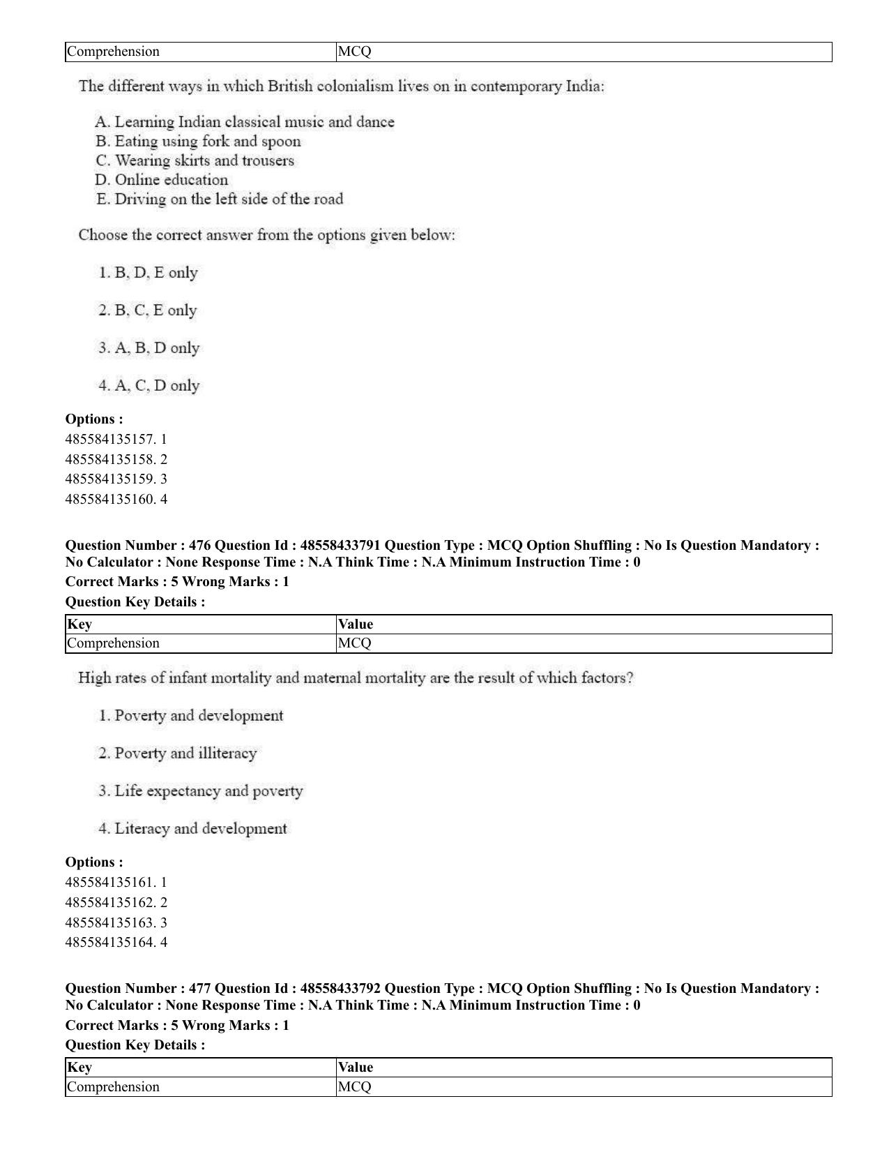 CUET 2023 English Assamese Shift 1 Question Papers - 18 June 2023 - Page 427