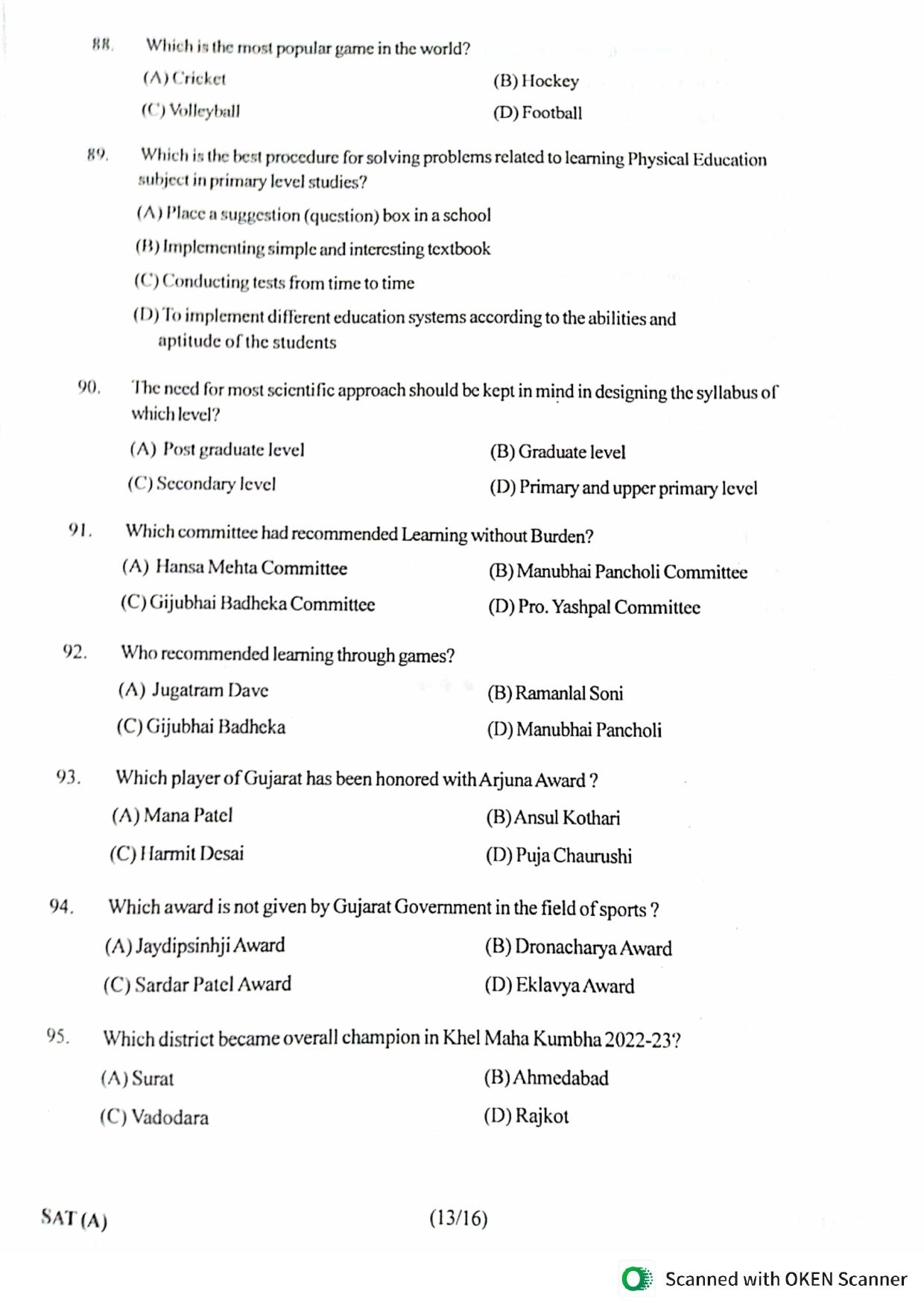 Gujarat NMMS 2023 SAT English Medium SET A Question Paper - Page 12