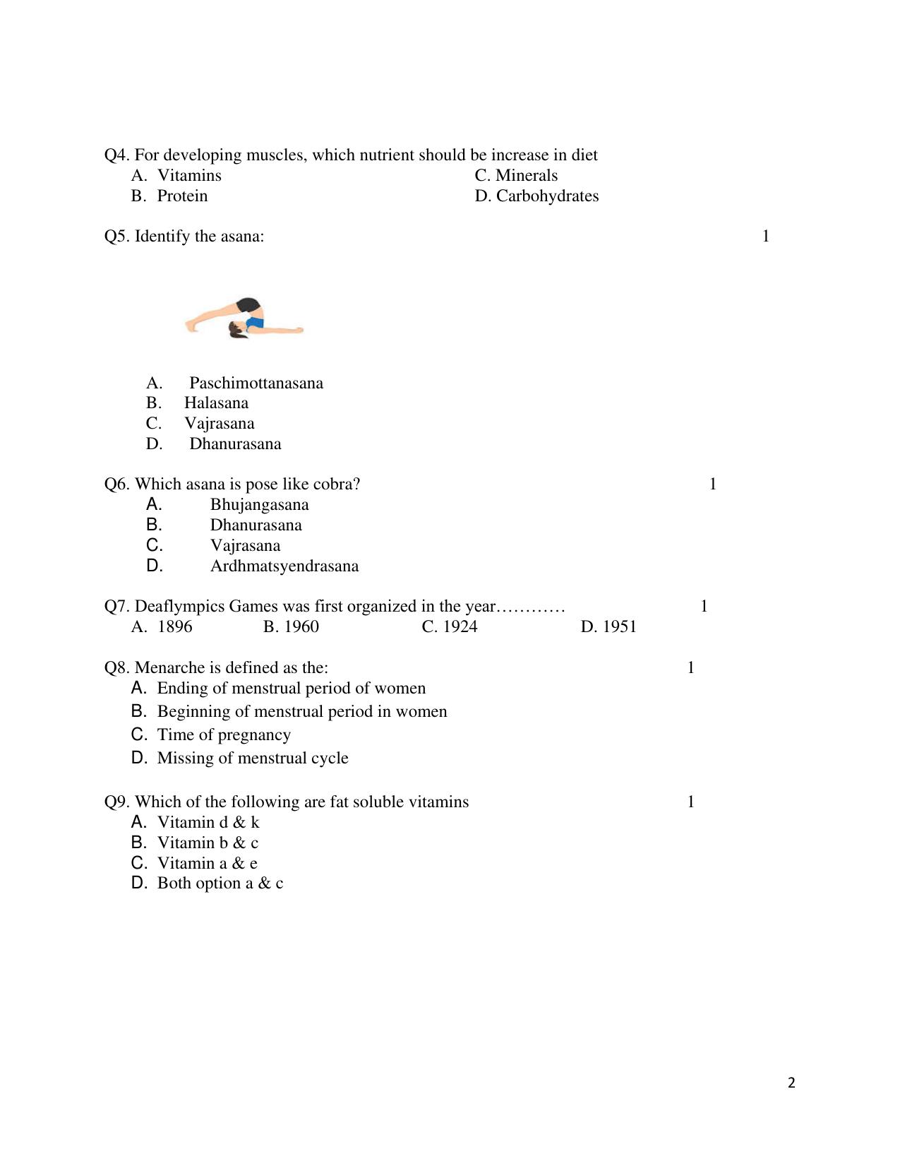 CBSE Class 12 Physical Education Sample Question Paper 2024-25 - Page 2