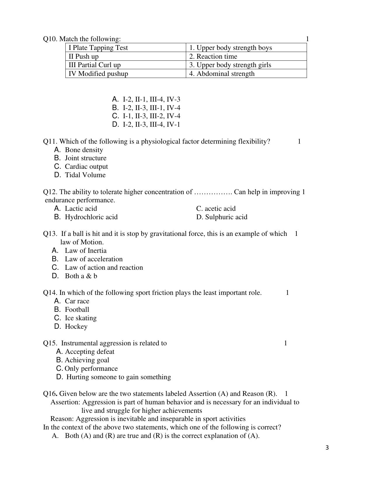 CBSE Class 12 Physical Education Sample Question Paper 2024-25 - Page 3