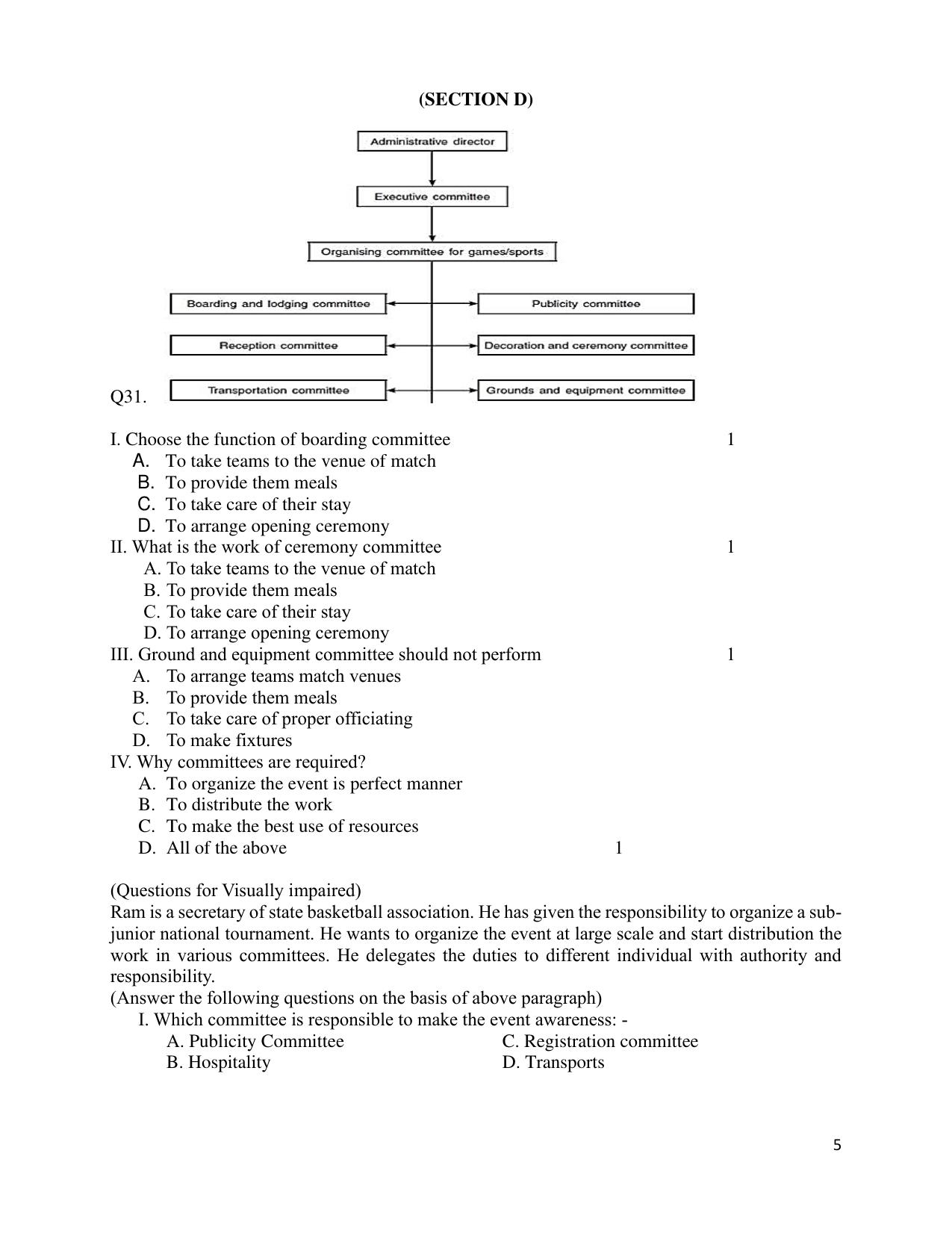 CBSE Class 12 Physical Education Sample Question Paper 2024-25 - Page 5