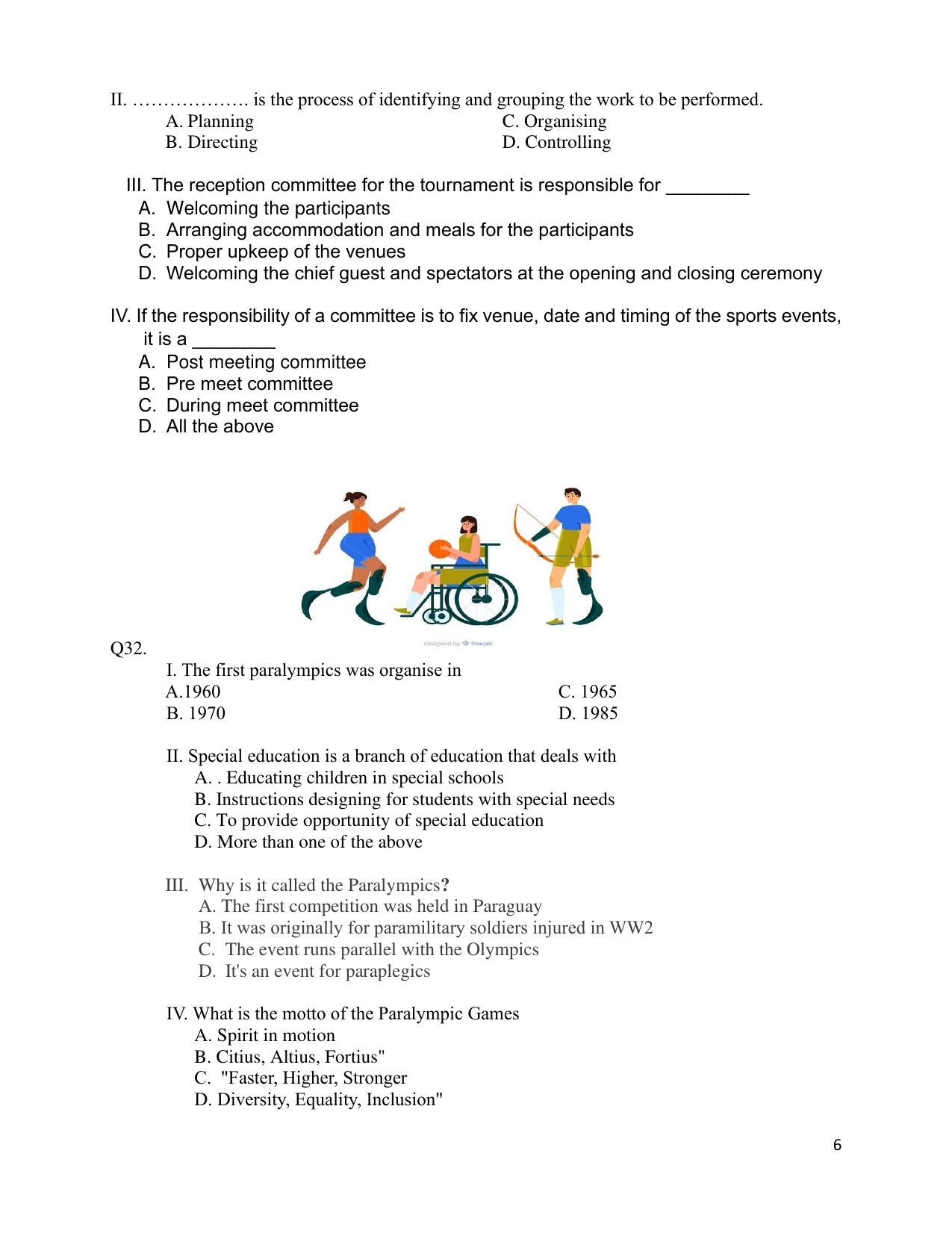 CBSE Class 12 Physical Education Sample Question Paper 2024-25 - Page 6