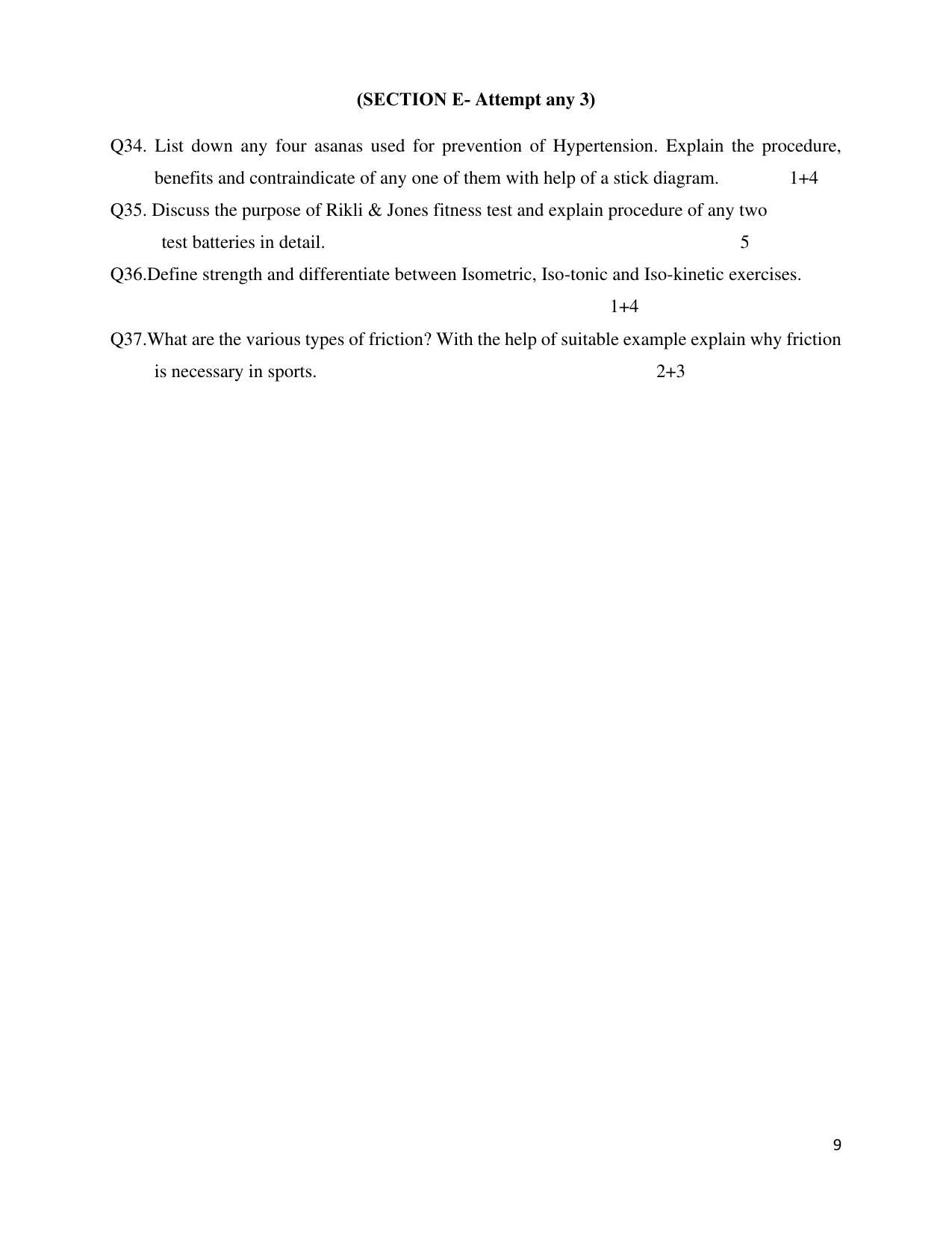 CBSE Class 12 Physical Education Sample Question Paper 2024-25 - Page 9