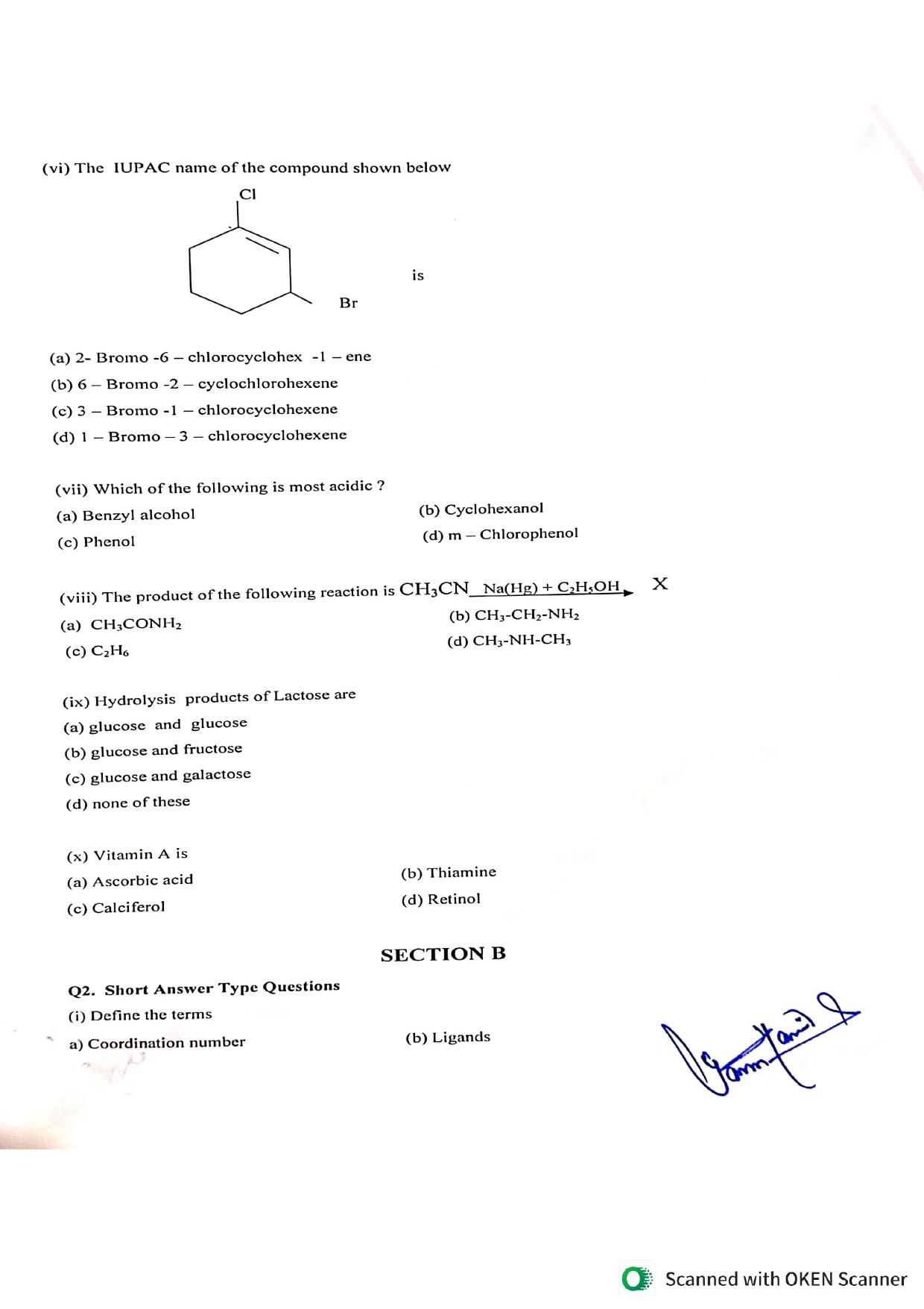 JKBOSE Class 12 Chemistry Model Question Paper - Page 2