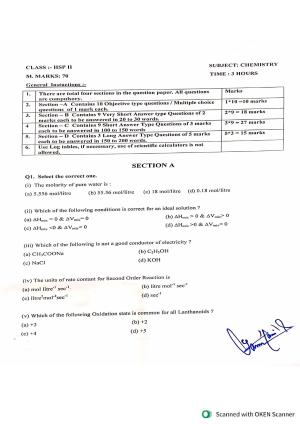 JKBOSE Class 12 Chemistry Model Question Paper