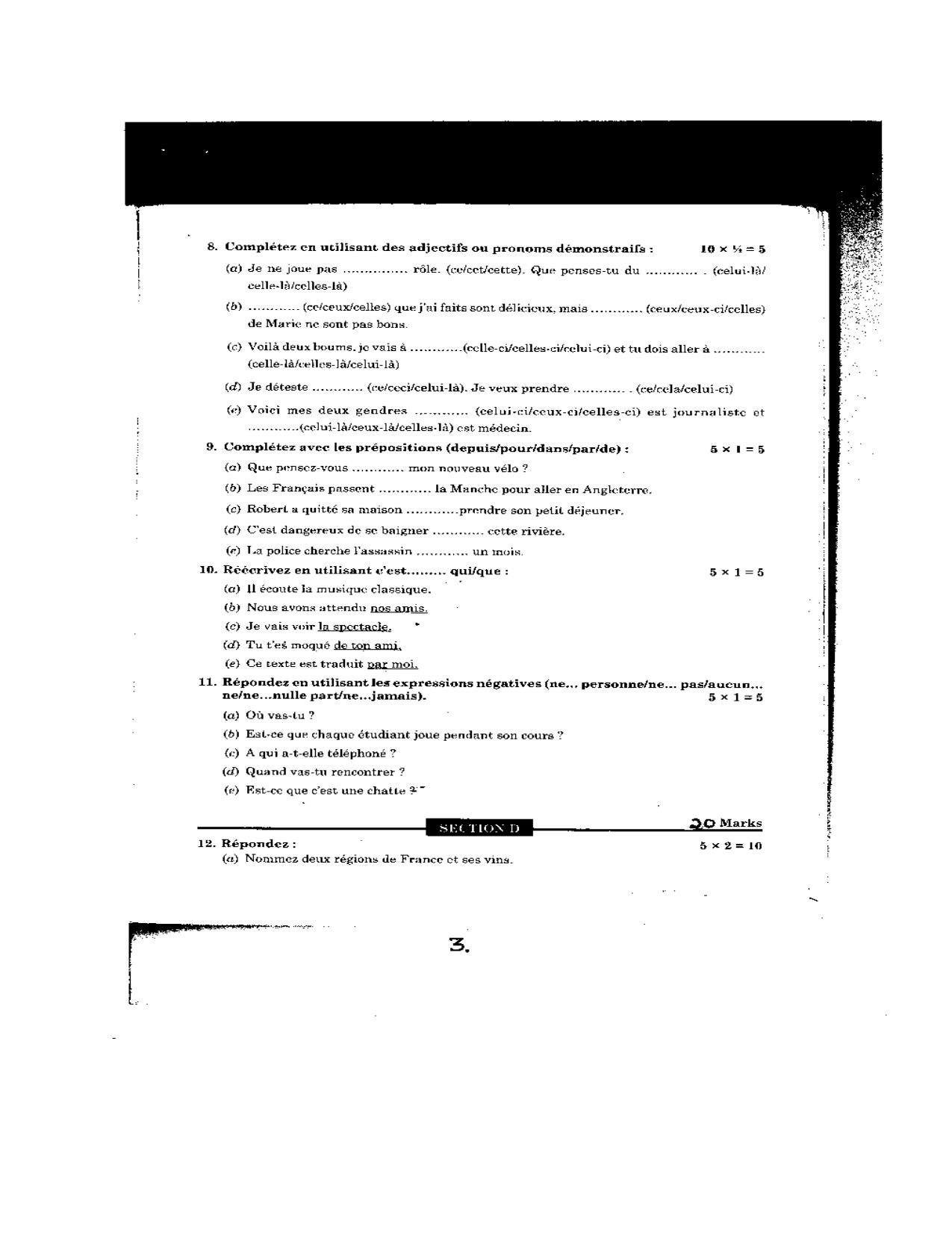 CBSE Worksheets for Class 10 French Assignment 13 - Page 3