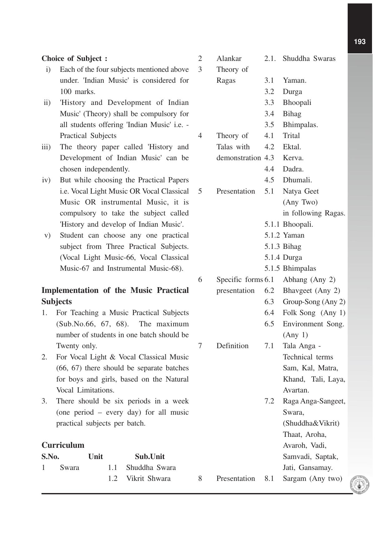 Maharashtra HSC Vocal Light Music Syllabus - Page 2